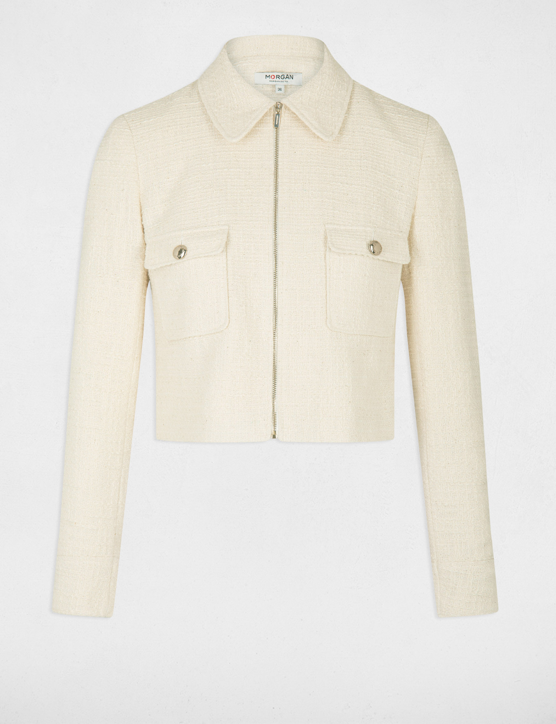 Fitted zipped jacket ivory ladies'