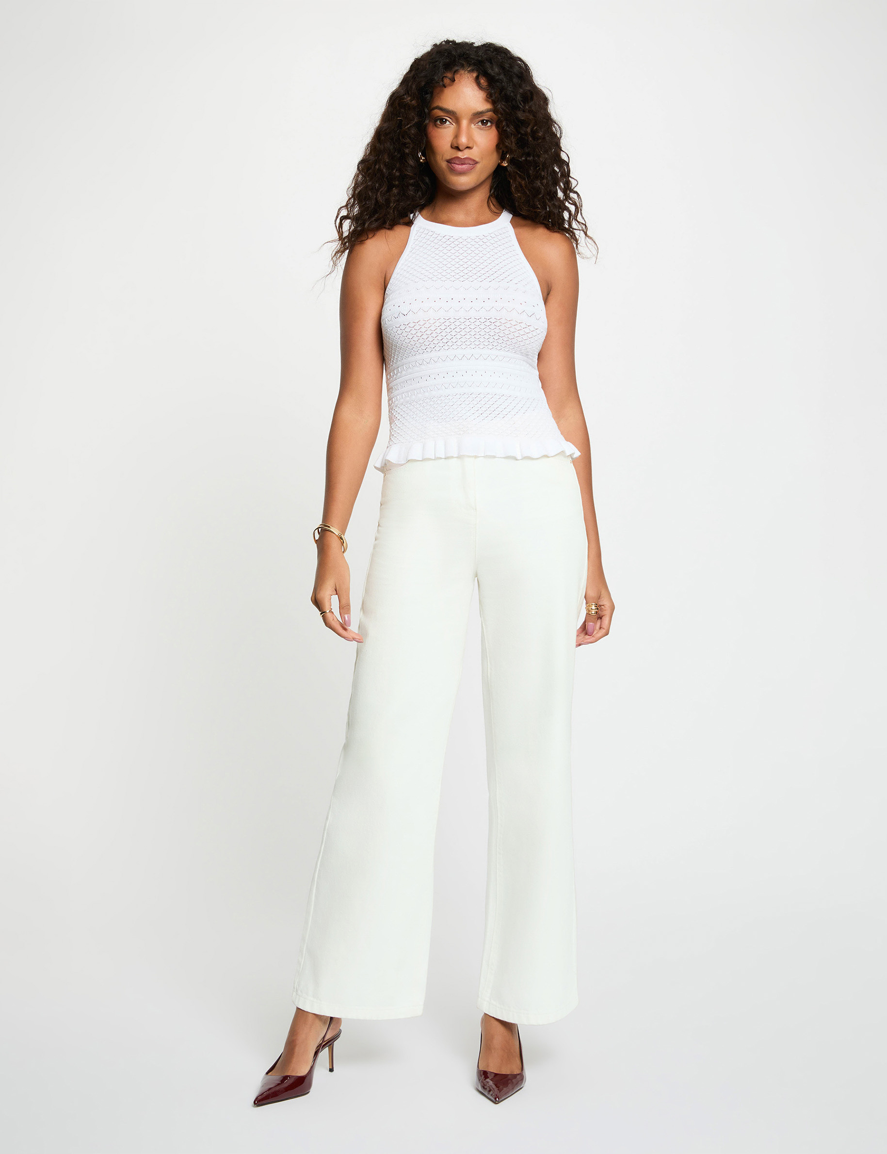 Sleeveless fitted sweater white women