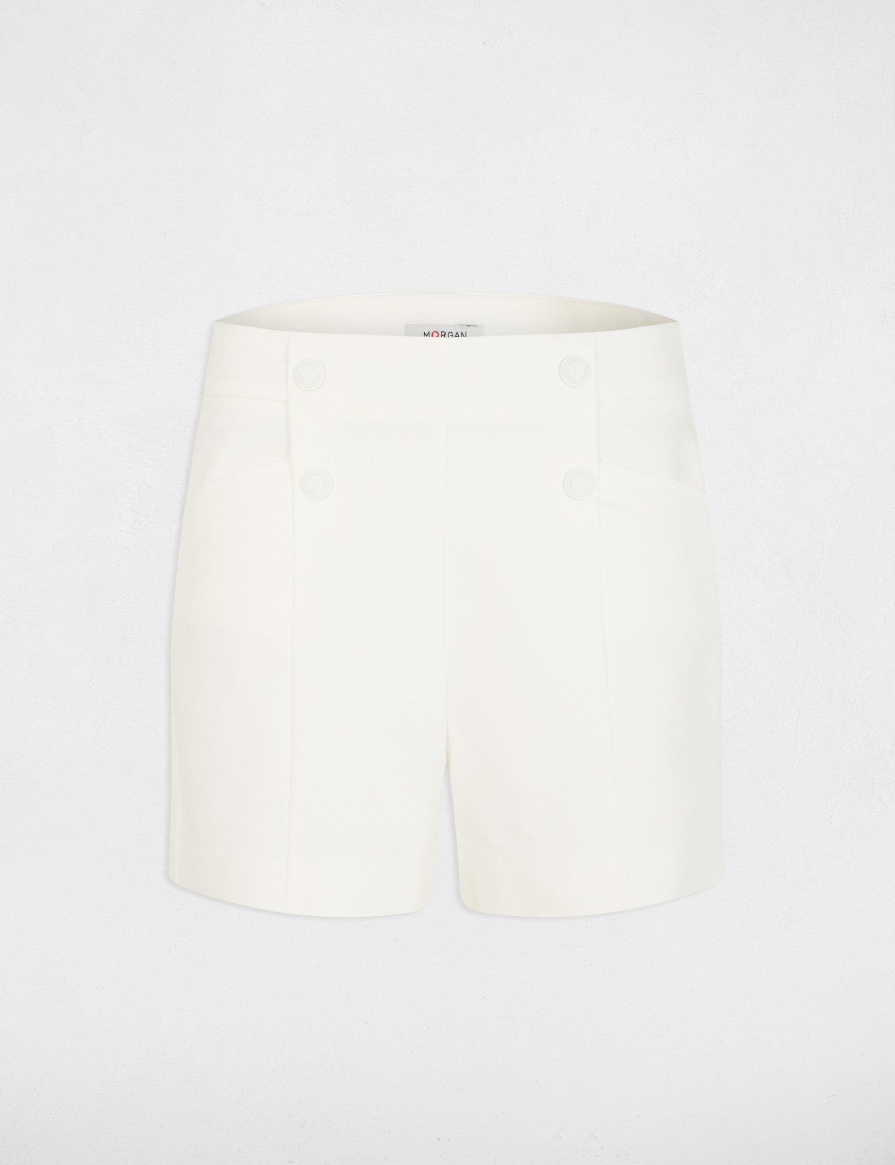 short droit a pinces blanc femme Short droit à pinces blanc femme