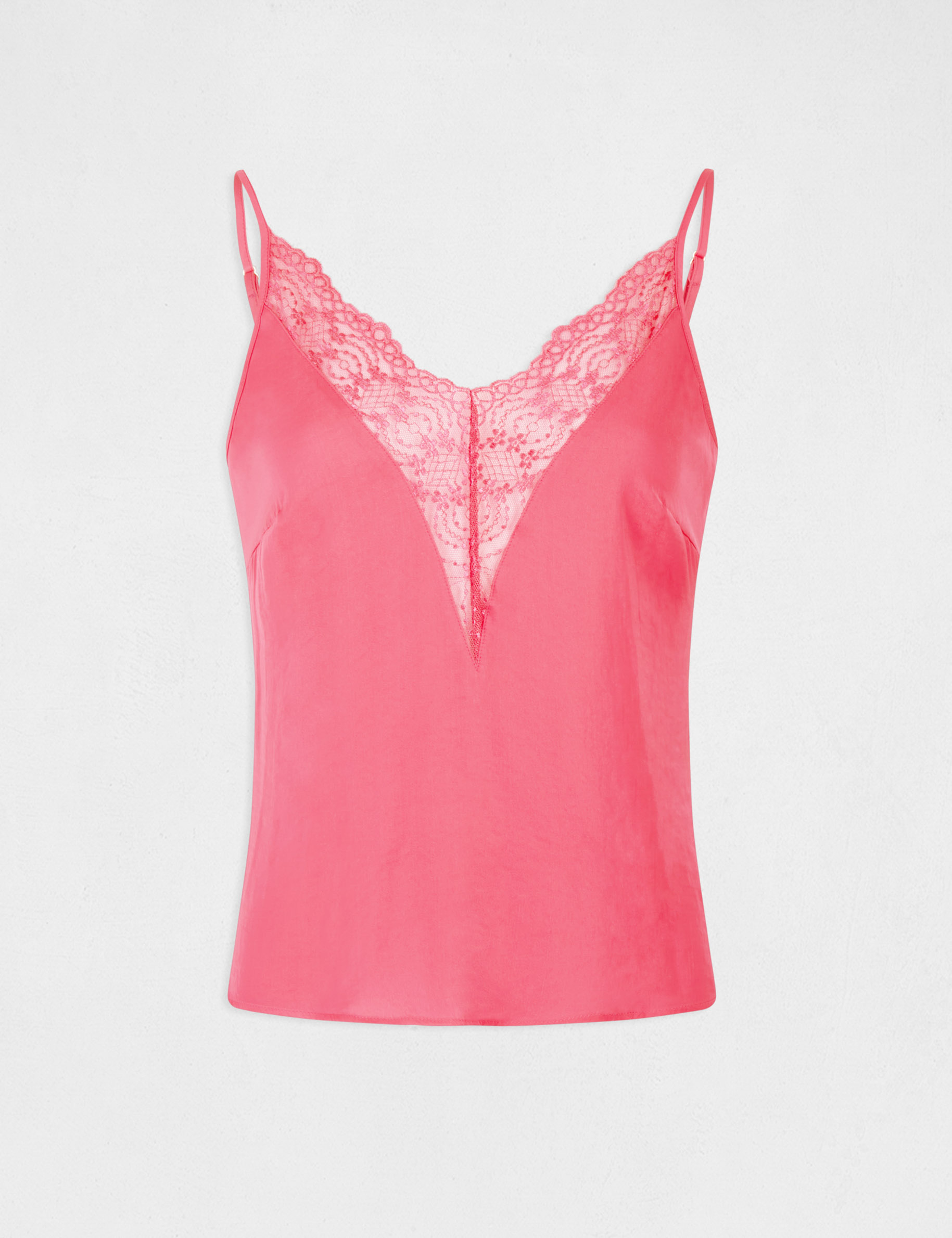 Blouse with thin straps and lace pink ladies' Blouse with thin straps and lace pink ladies'