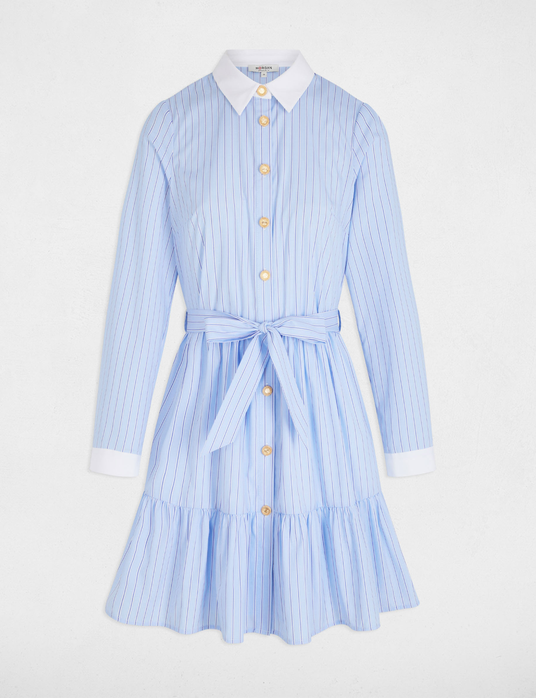 striped a line mini dress sky blue women Striped A-line mini dress sky blue women