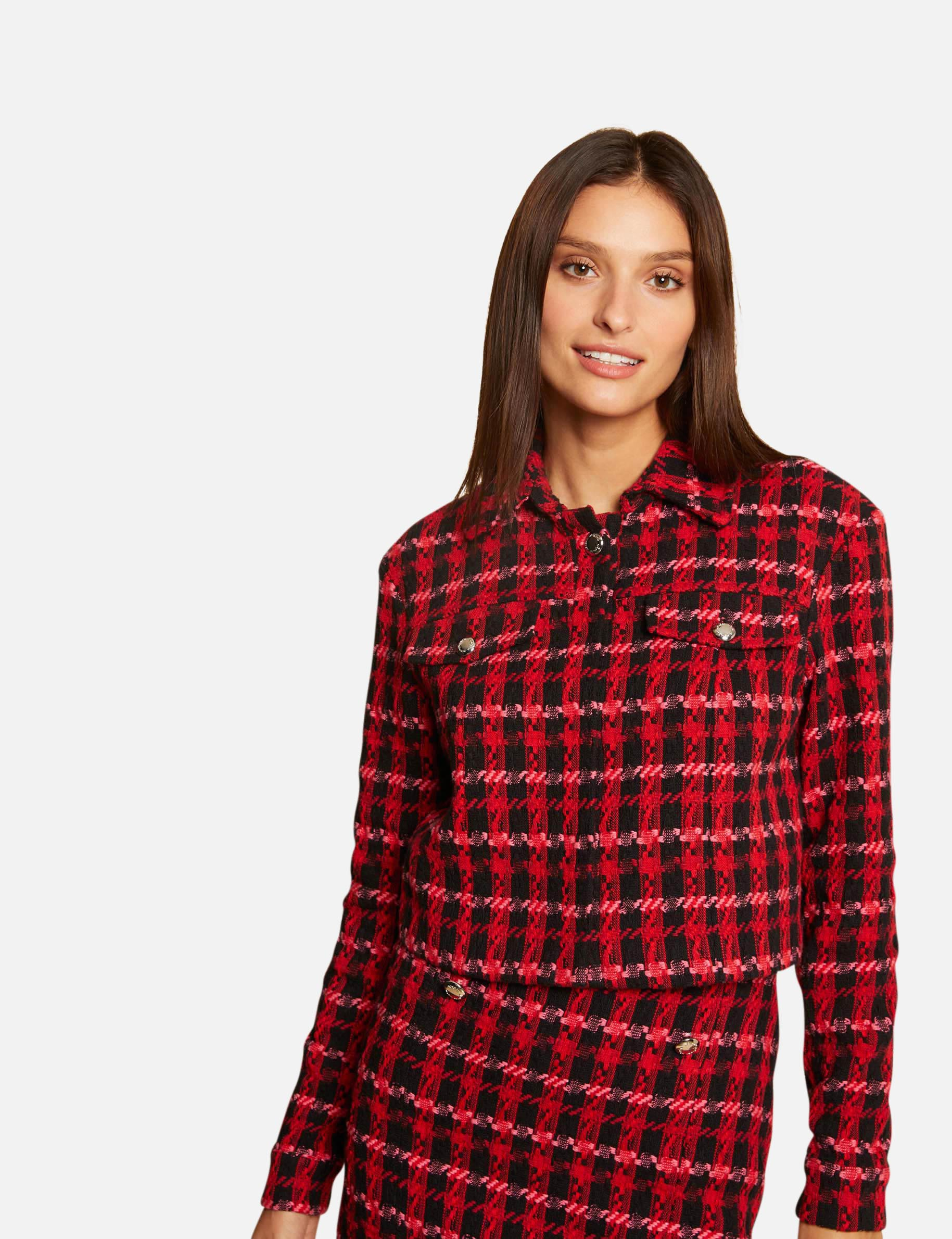 Checked straight buttoned jacket multico ladies'