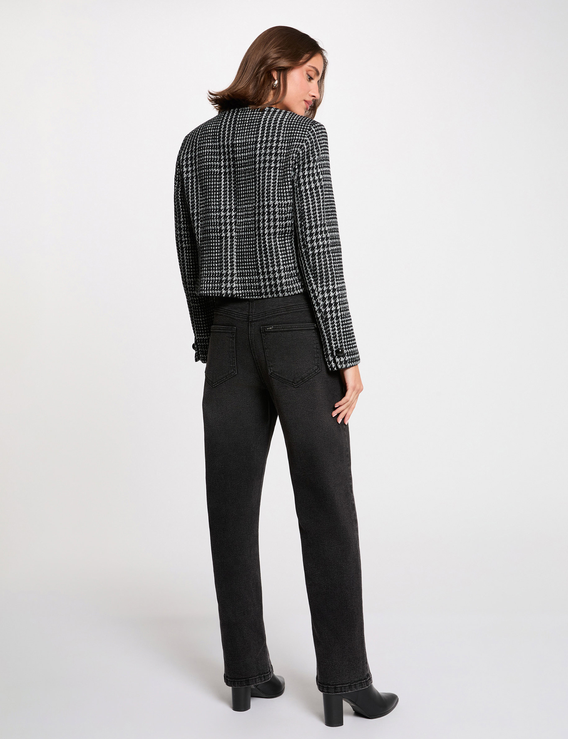 Tweed jacket with round neck multicolor women