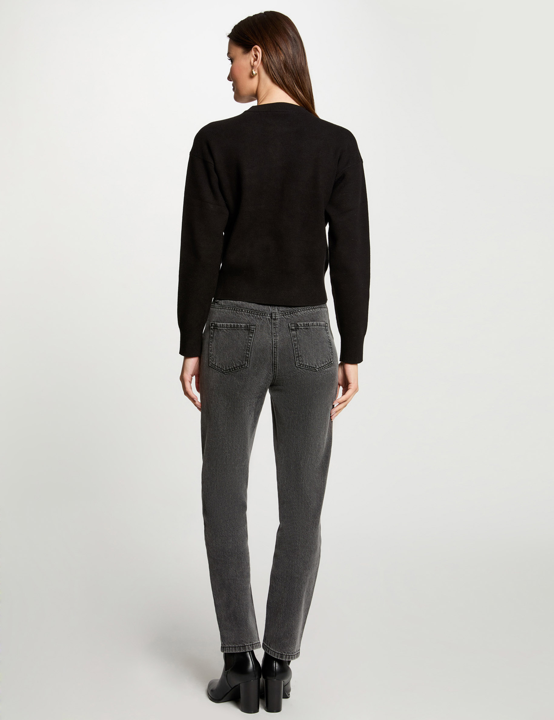 jumper round neck sequins black women Jumper round neck sequins black women