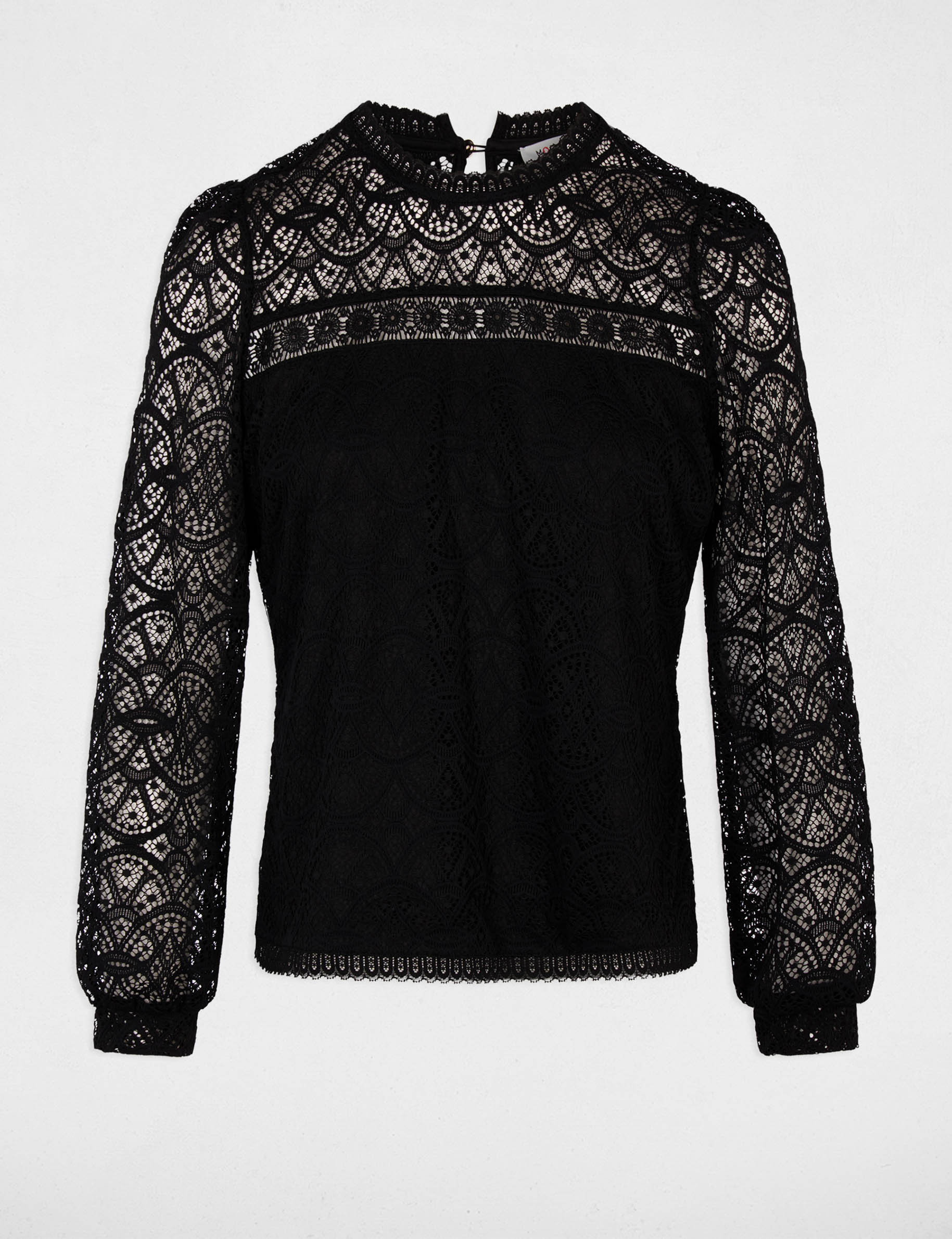 Long-sleeve lace t-shirt black women