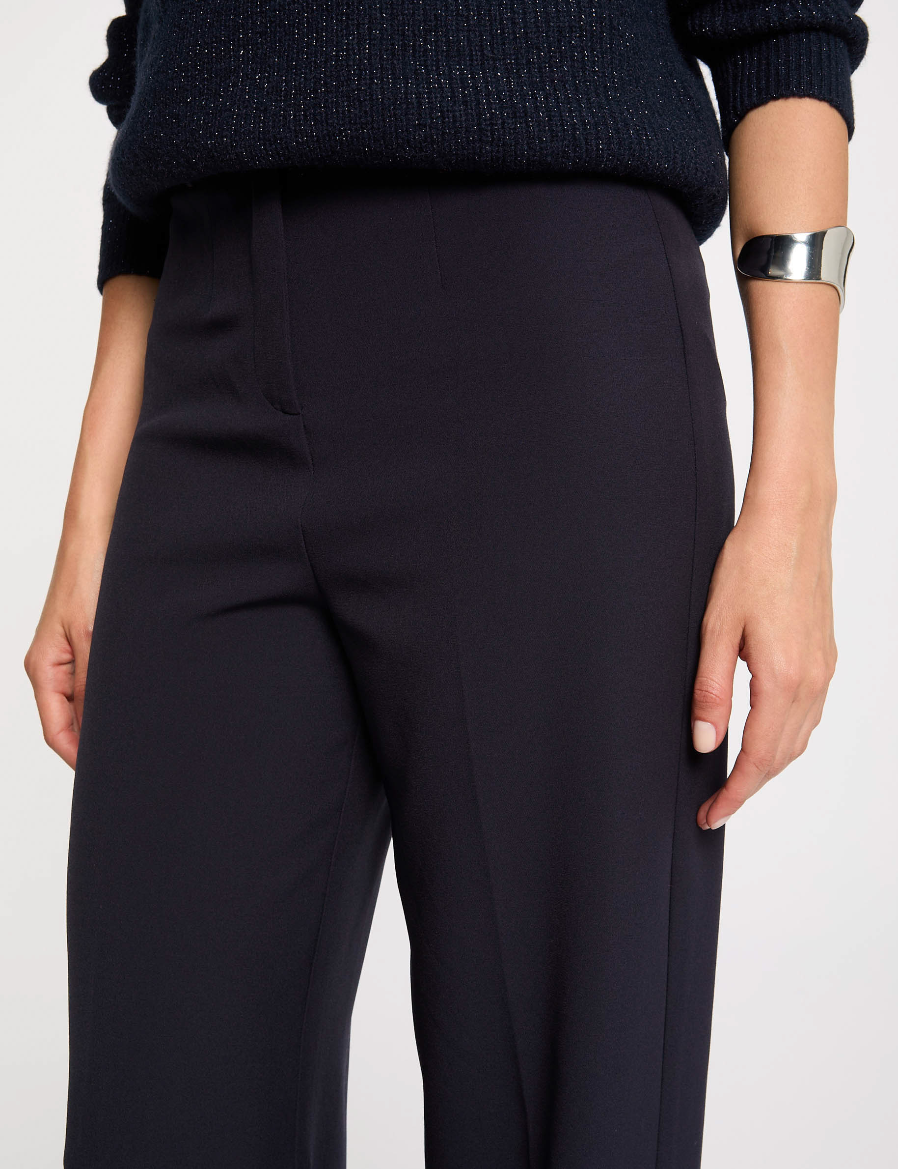 straight trousers with darts navy blue women Straight trousers with darts navy blue women