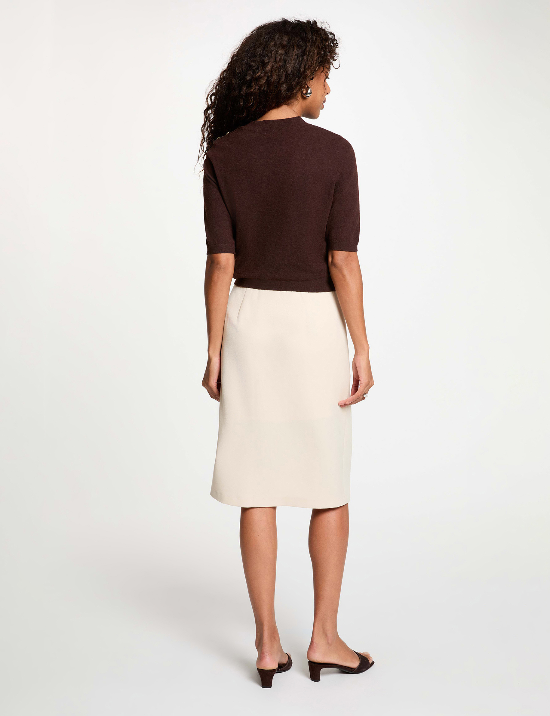 High-waisted pencil skirt beige women