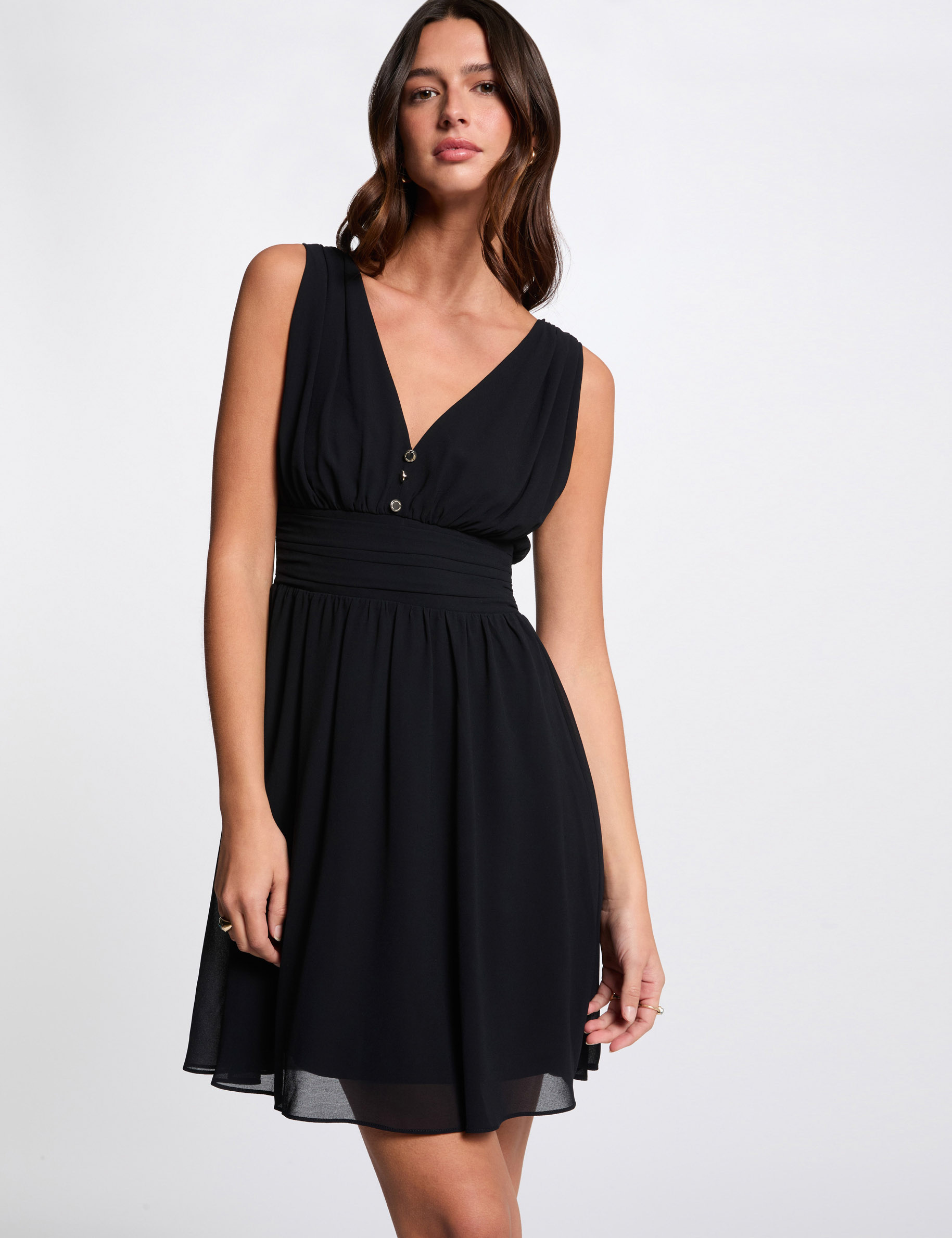 Mini loose A-line dress navy blue women