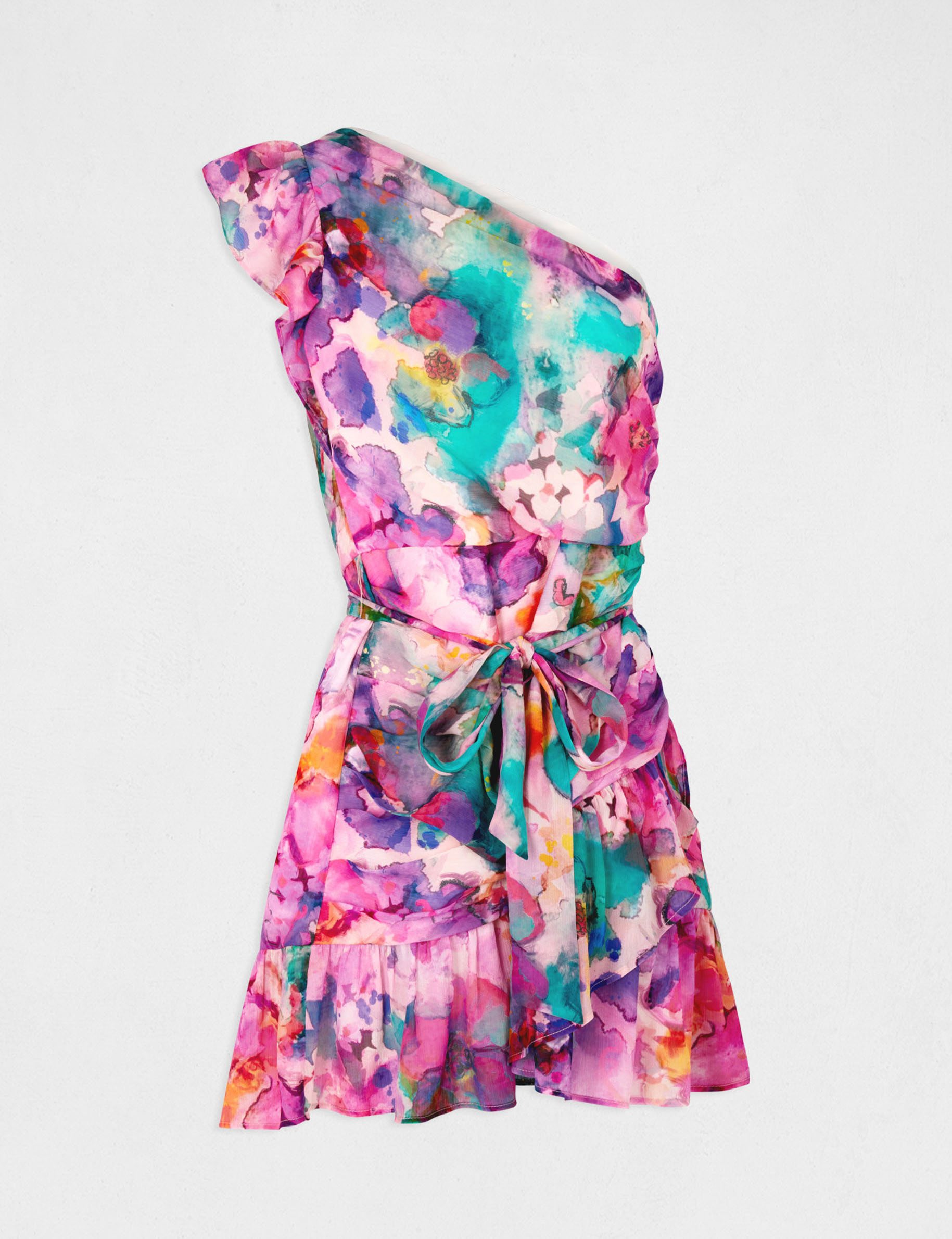 Printed draped asymetrical fitted dress multico ladies' Printed draped asymetrical fitted dress multico ladies'