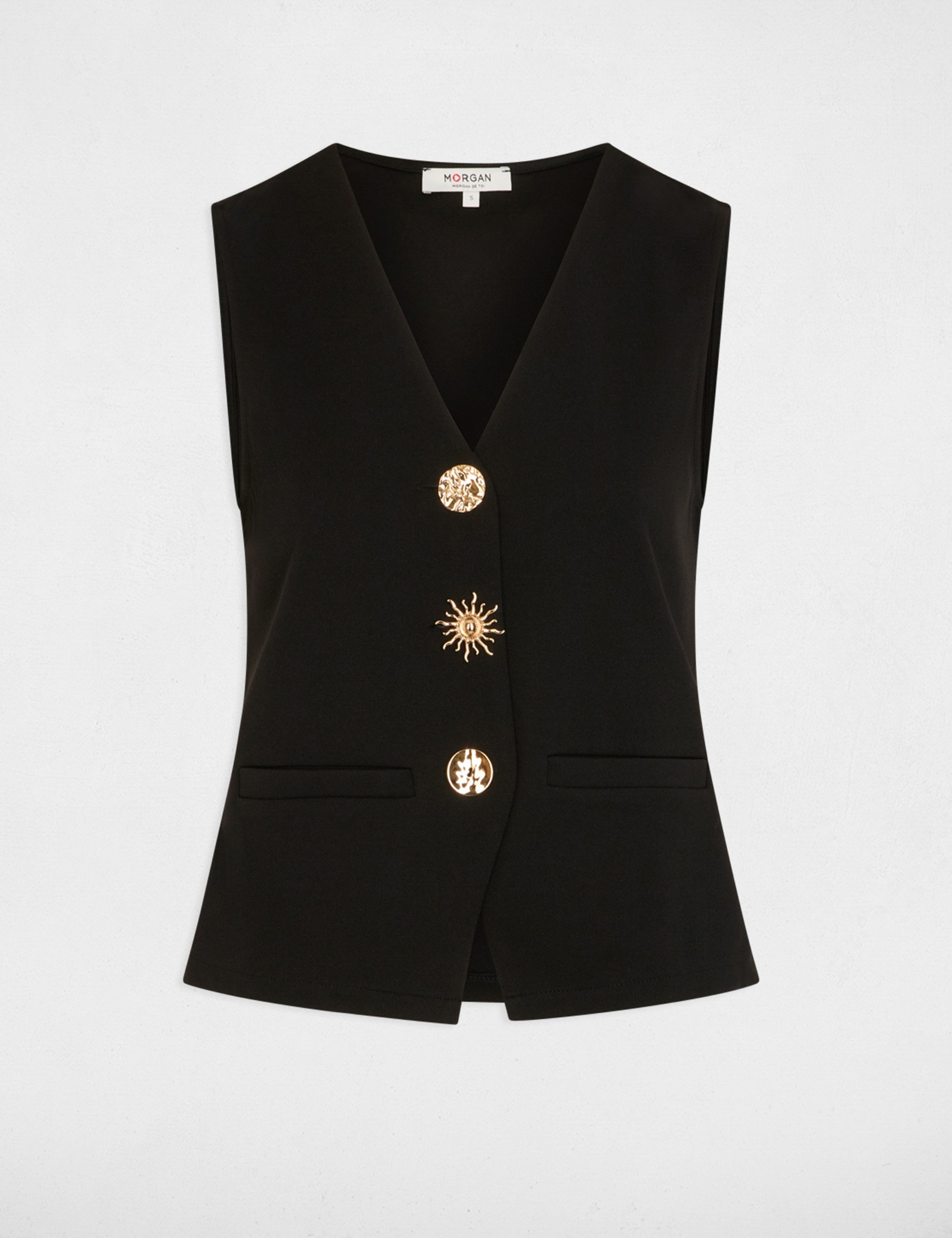 Sleeveless V-neck cardigan black women