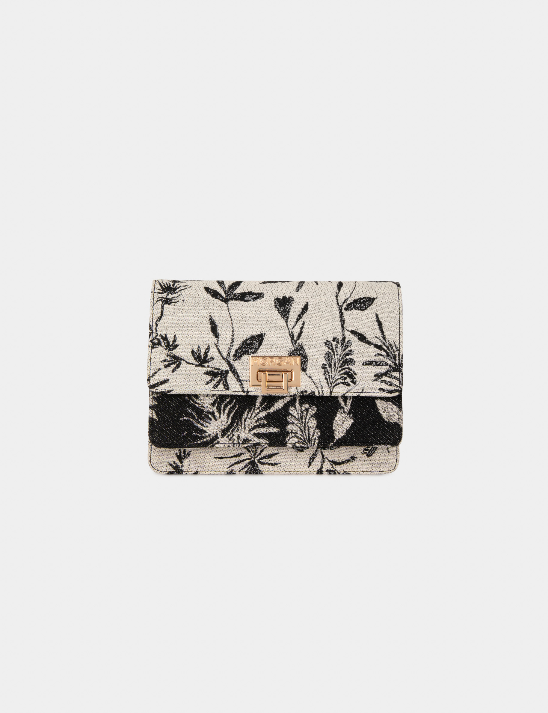 Flap bag with vegetal print black ladies'