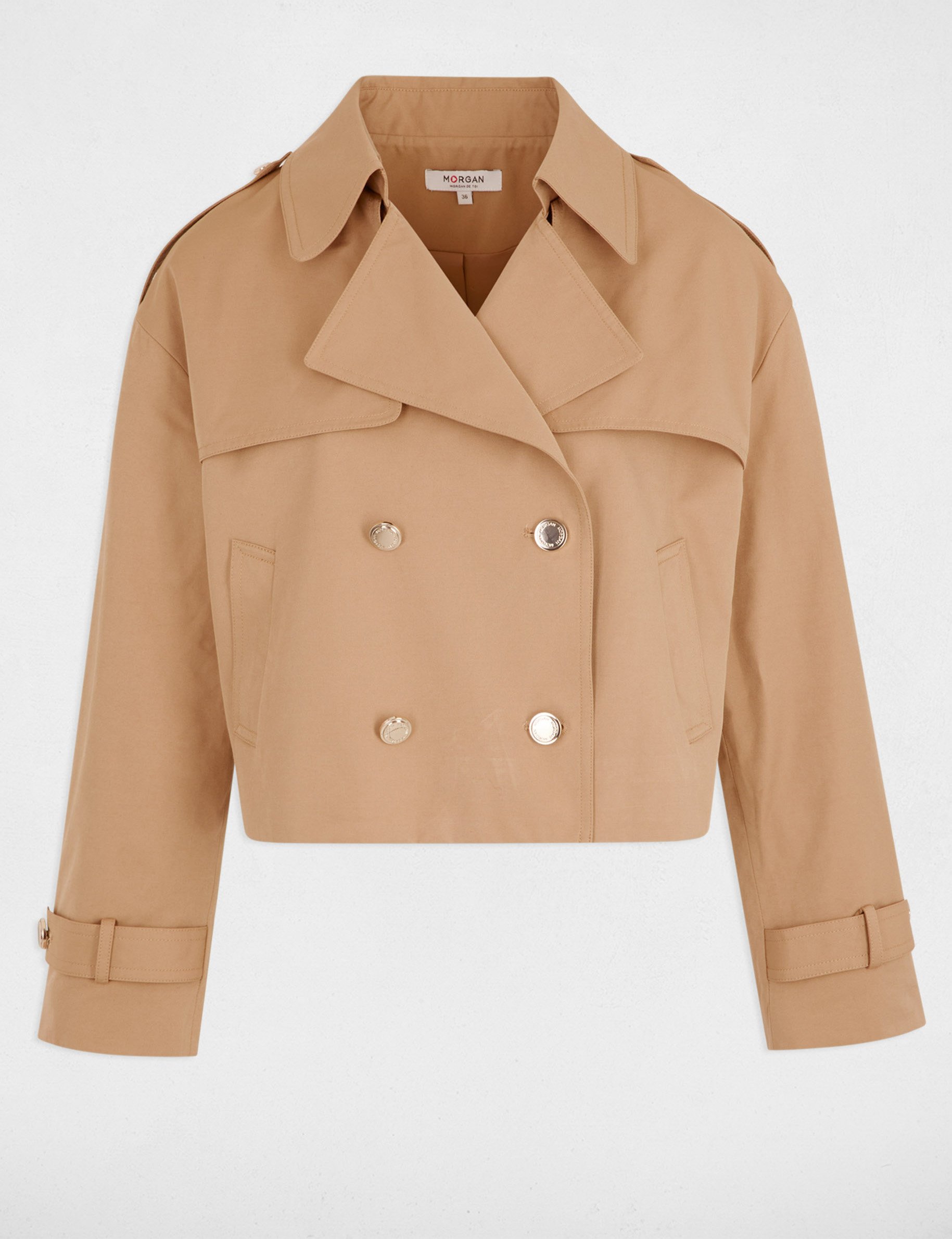 buttoned short trenchcoat camel women Buttoned short trenchcoat camel women