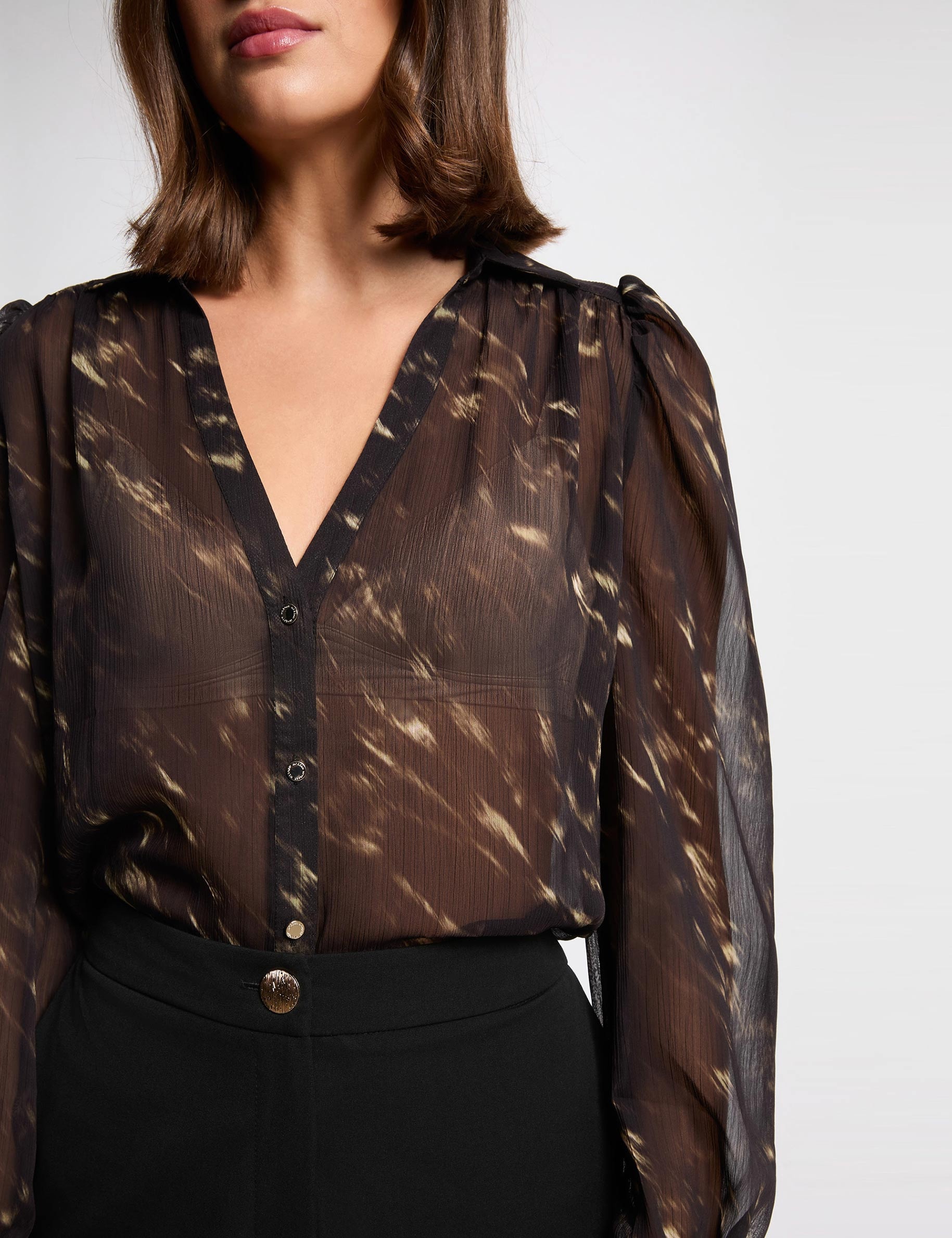 voile shirt with puff sleeves multicolor women Voile shirt with puff sleeves multicolor women