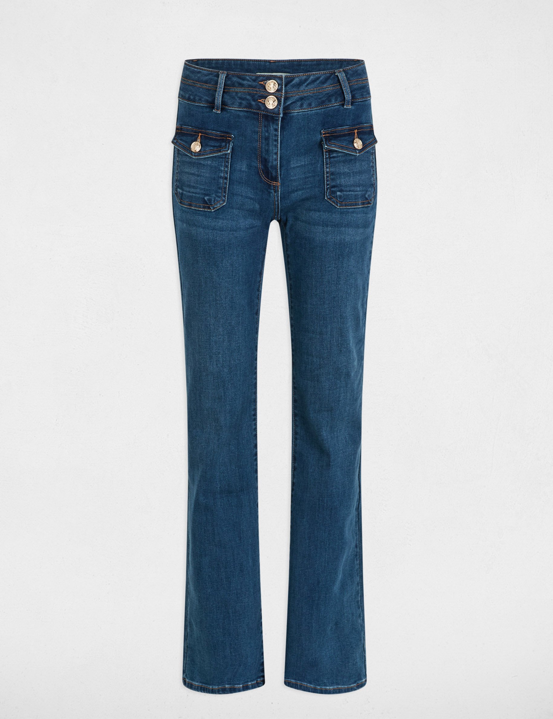 bootcut jeans pockets buttons stone wash denim women Bootcut jeans pockets buttons stone wash denim women