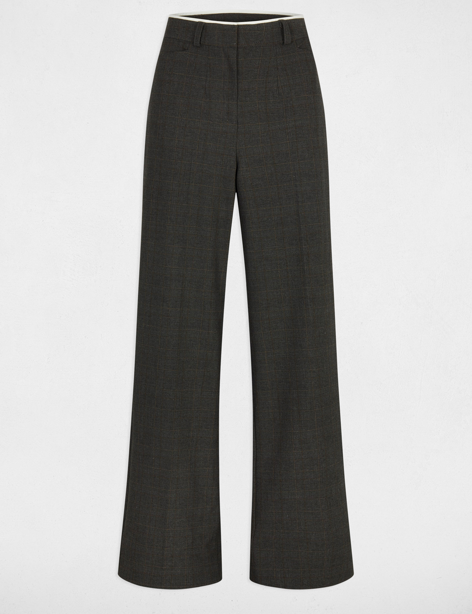 high waisted wide leg trousers mid grey women High-waisted wide-leg trousers mid-grey women