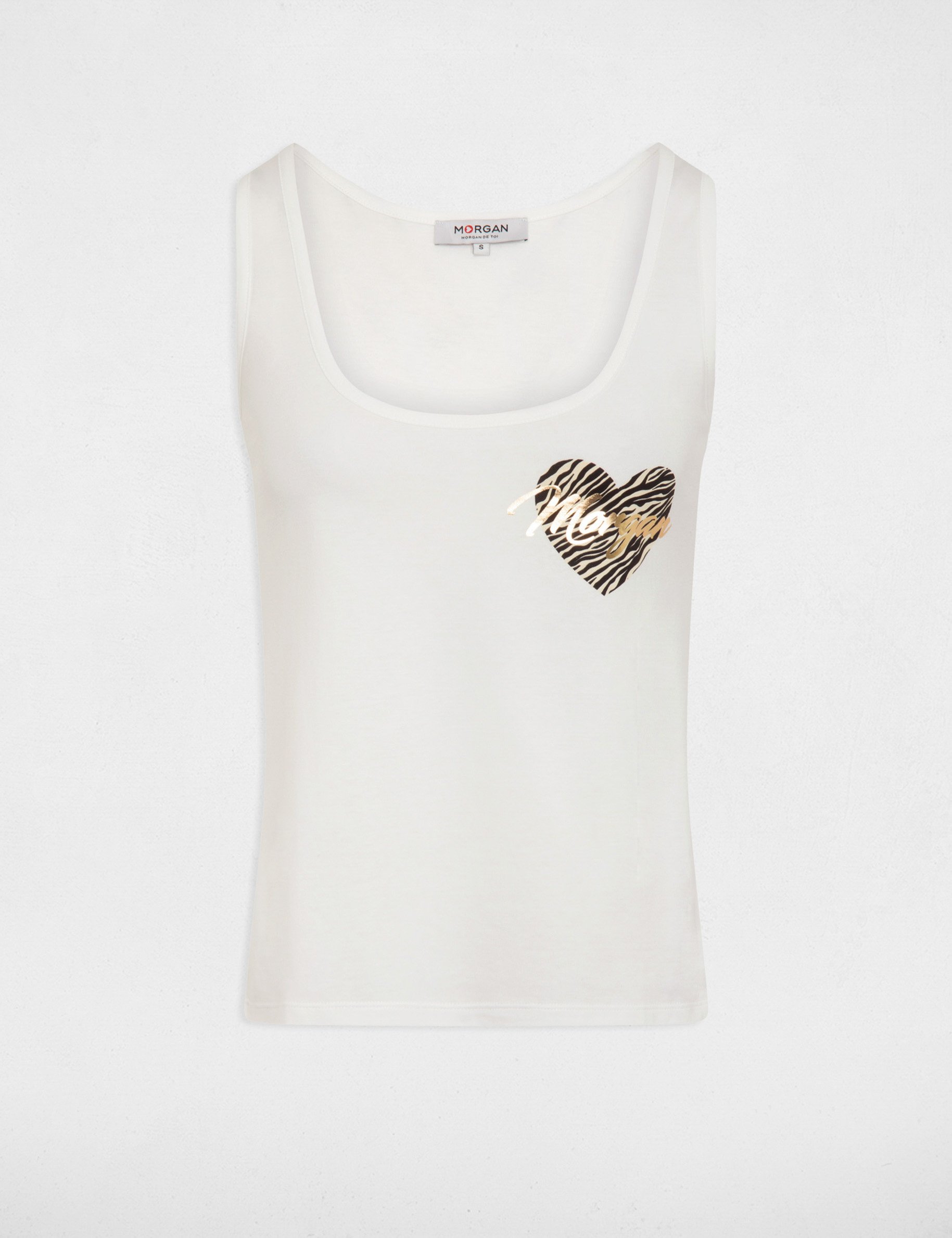 Vest top with message ivory ladies'