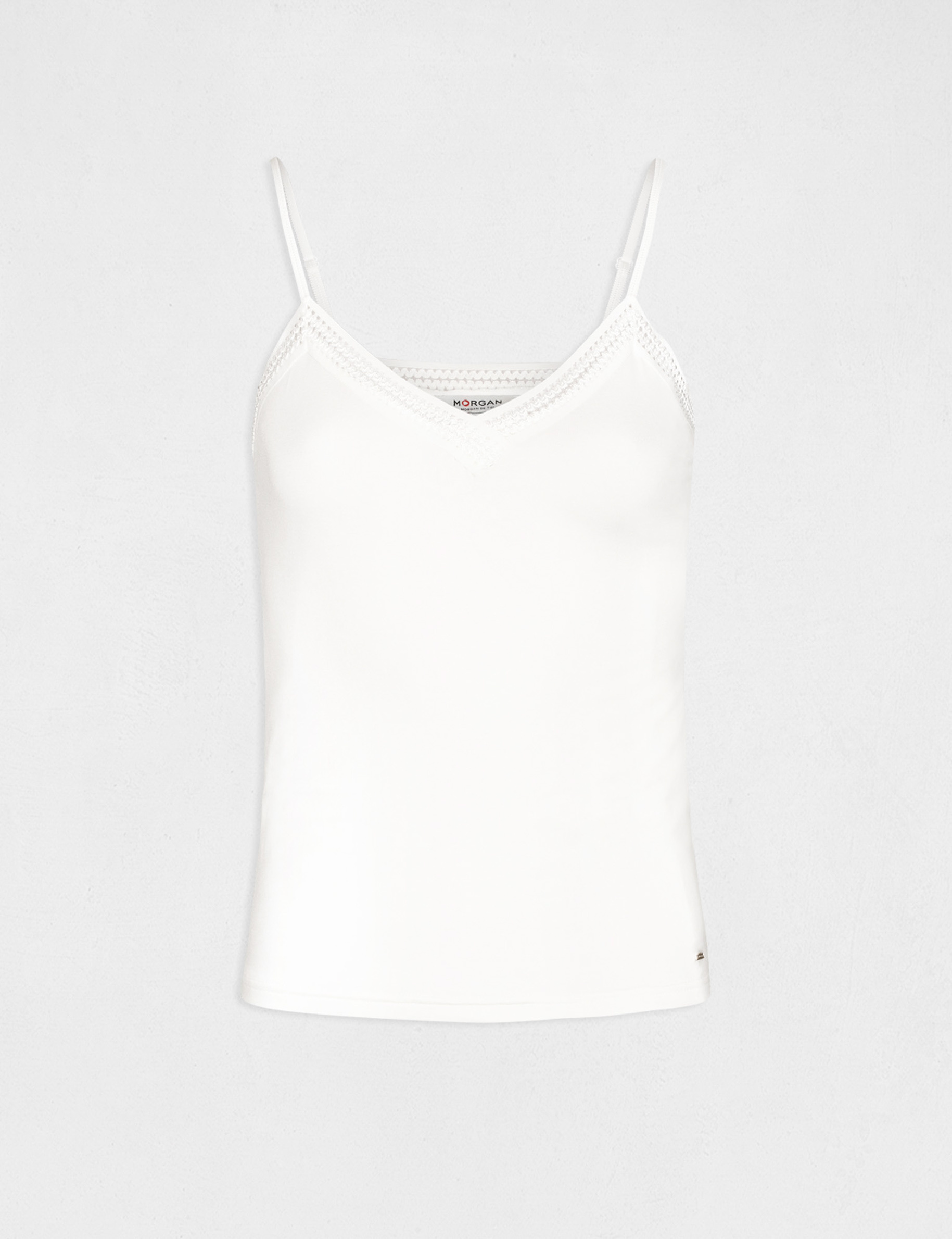 Vest top thin straps with lace strips ecru ladies' Vest top thin straps with lace strips ecru ladies'