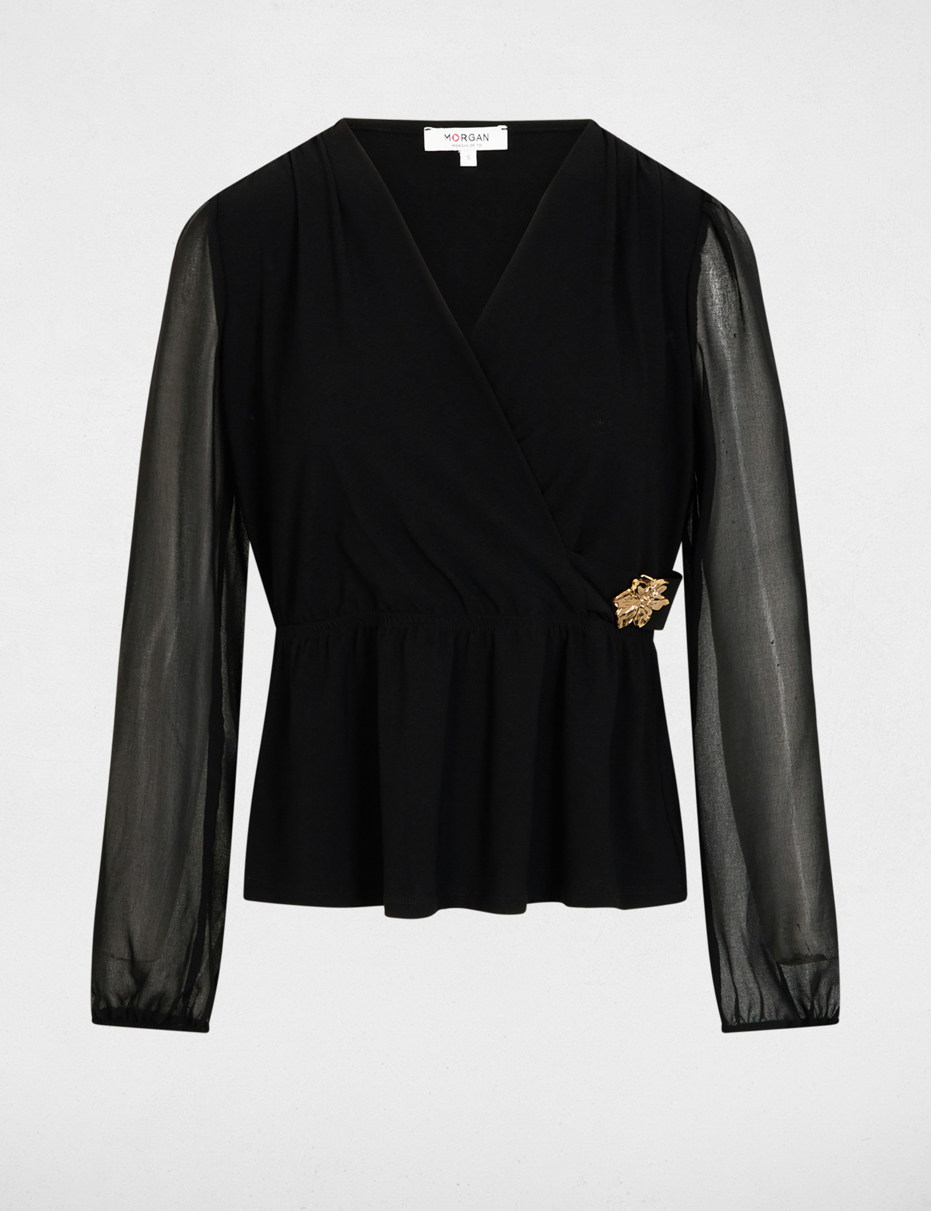 Wrap t-shirt with V-neck black women