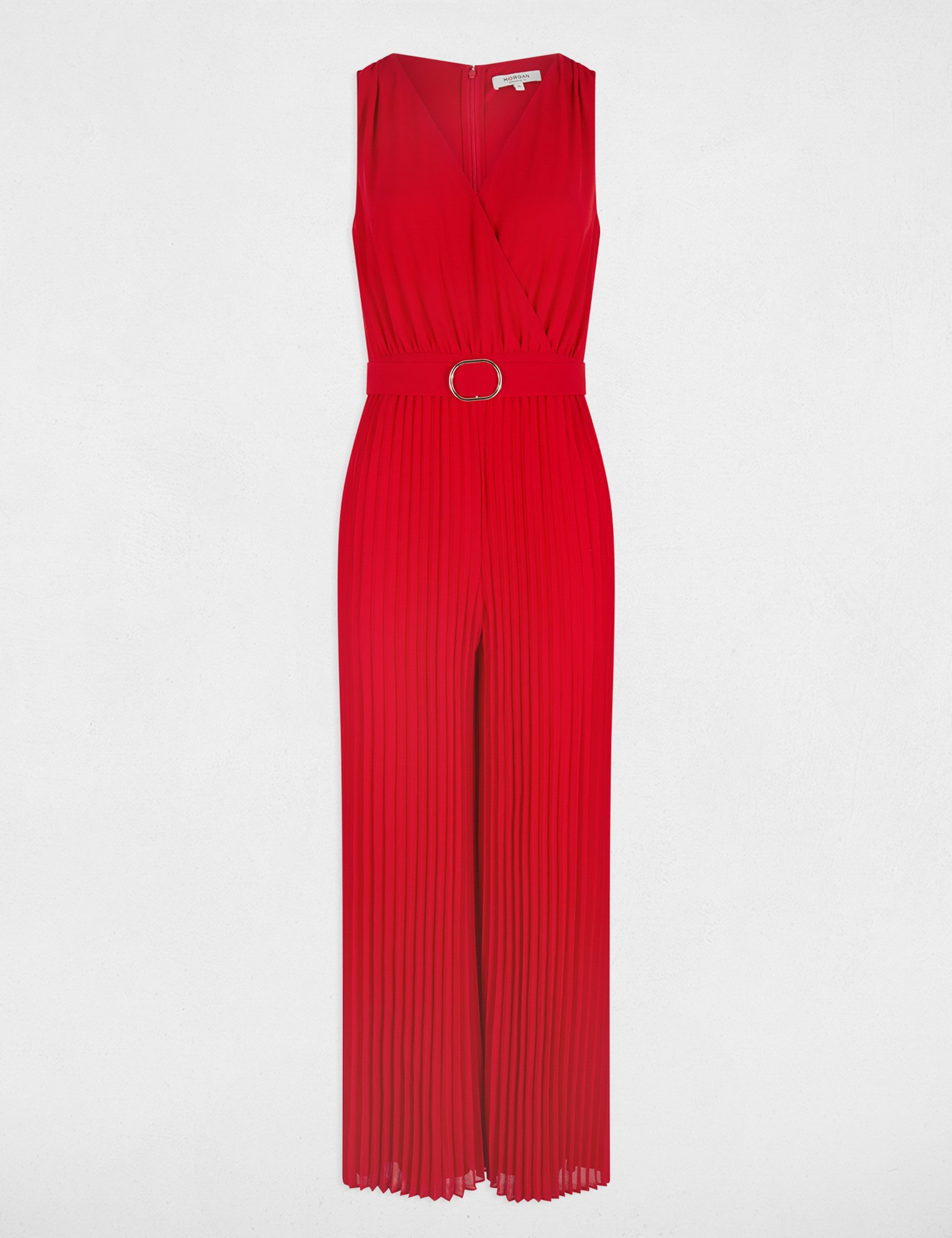 combinaison ample a jambes plissees rouge femme Combinaison ample à jambes plissées rouge femme