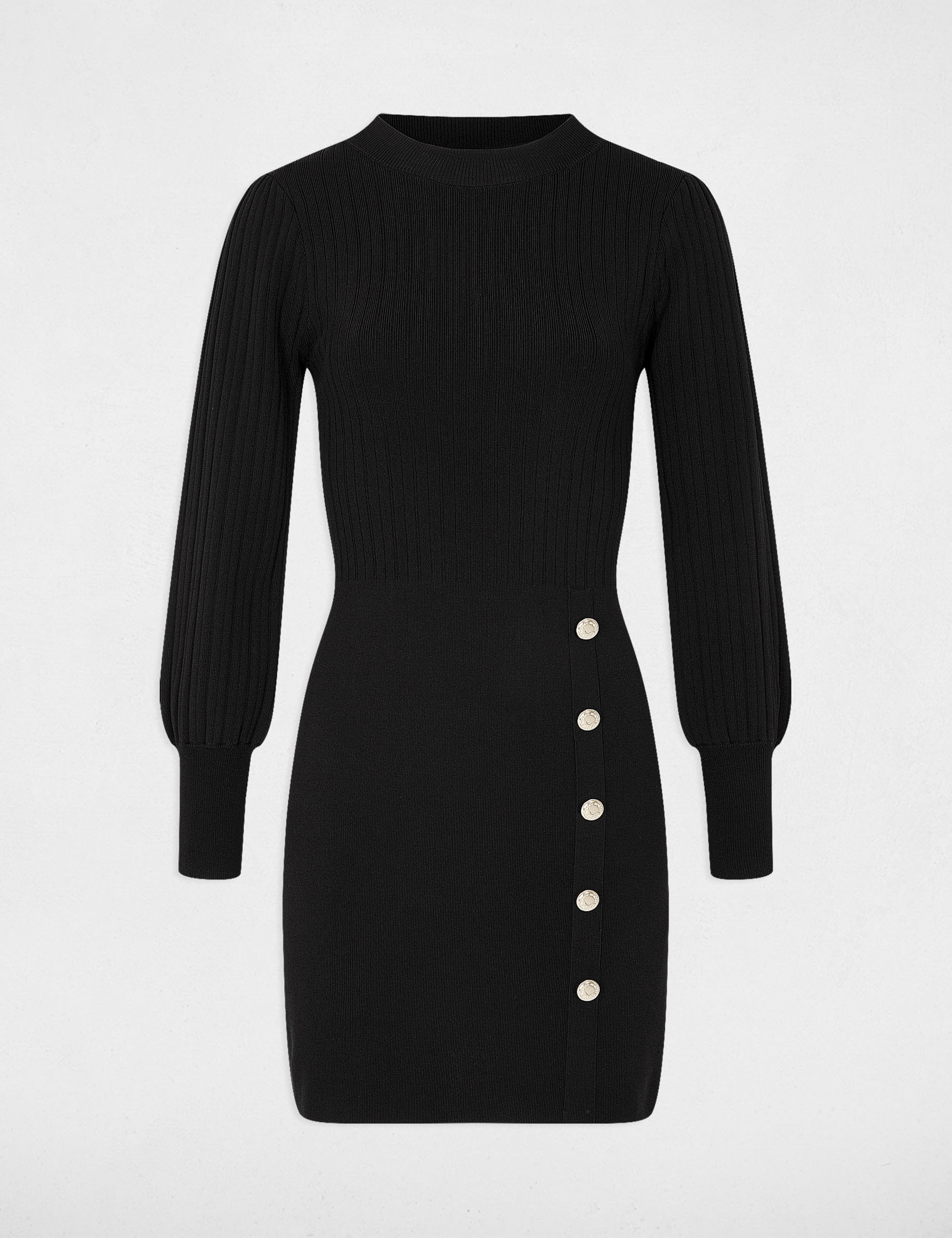 Fitted jumper dress with buttons black ladies'