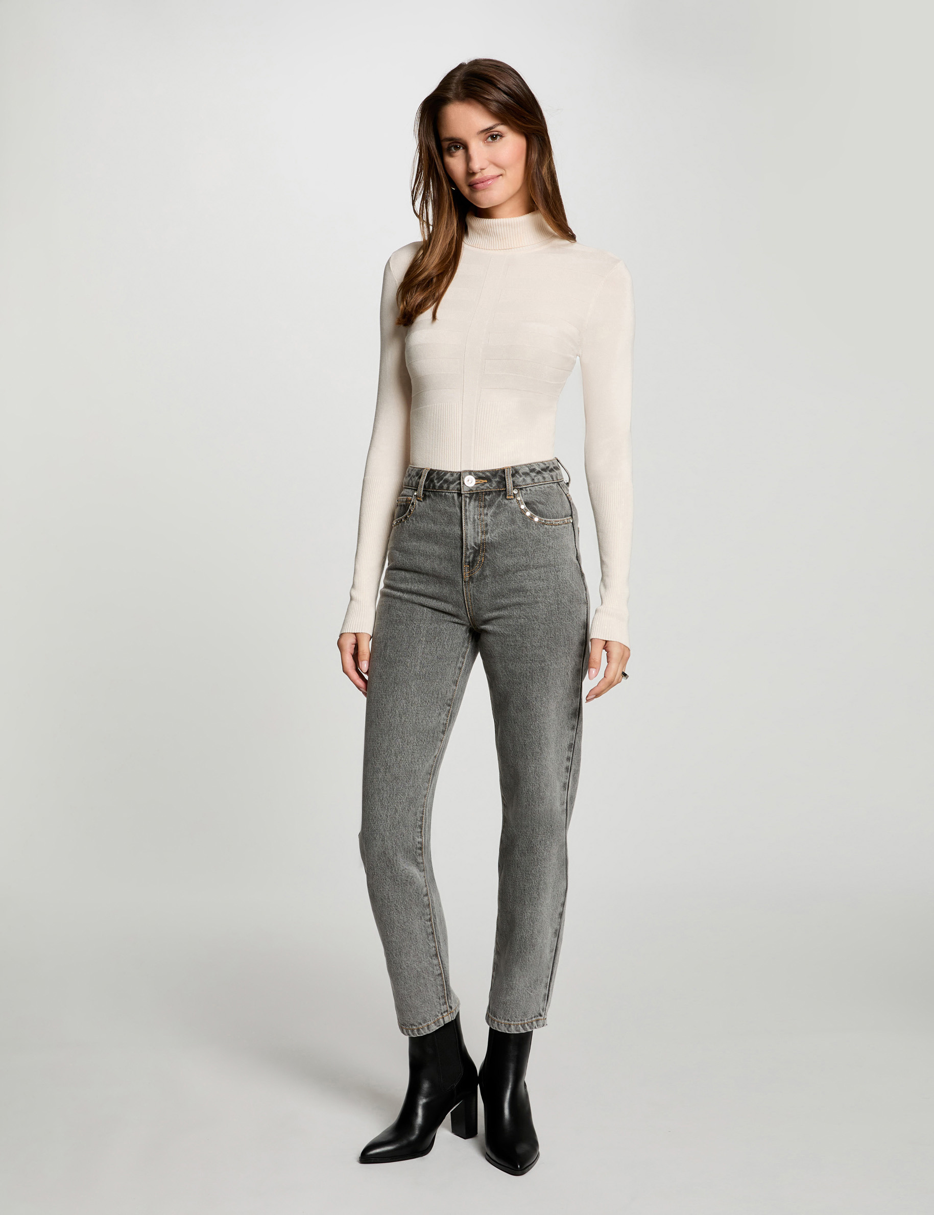 Long-sleeved jumper turtleneck ivory ladies'