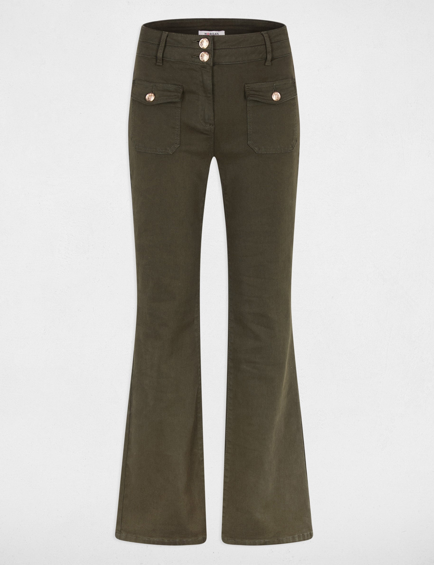 Bootcut trousers khaki green women