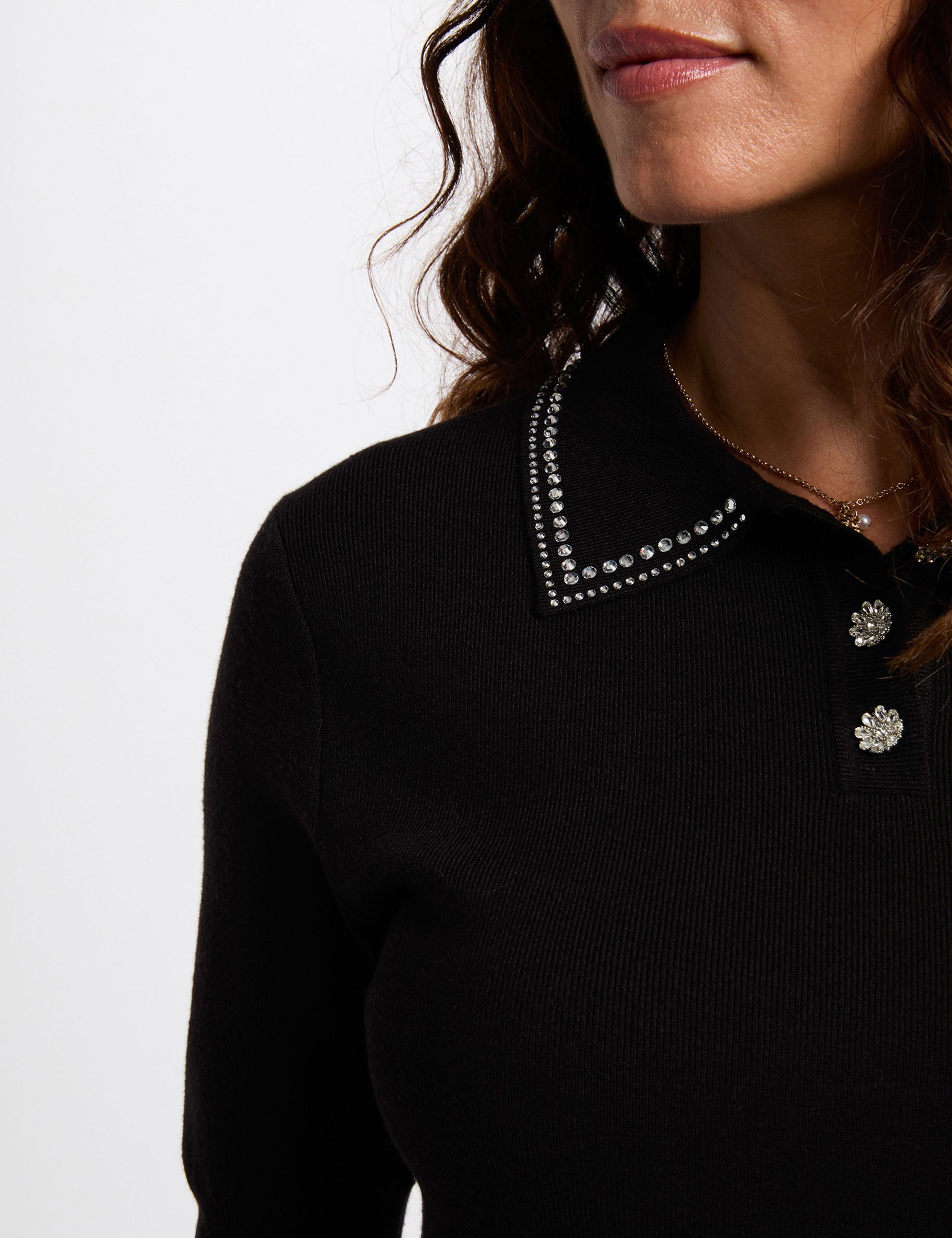 Fitted polo neck sweater black women