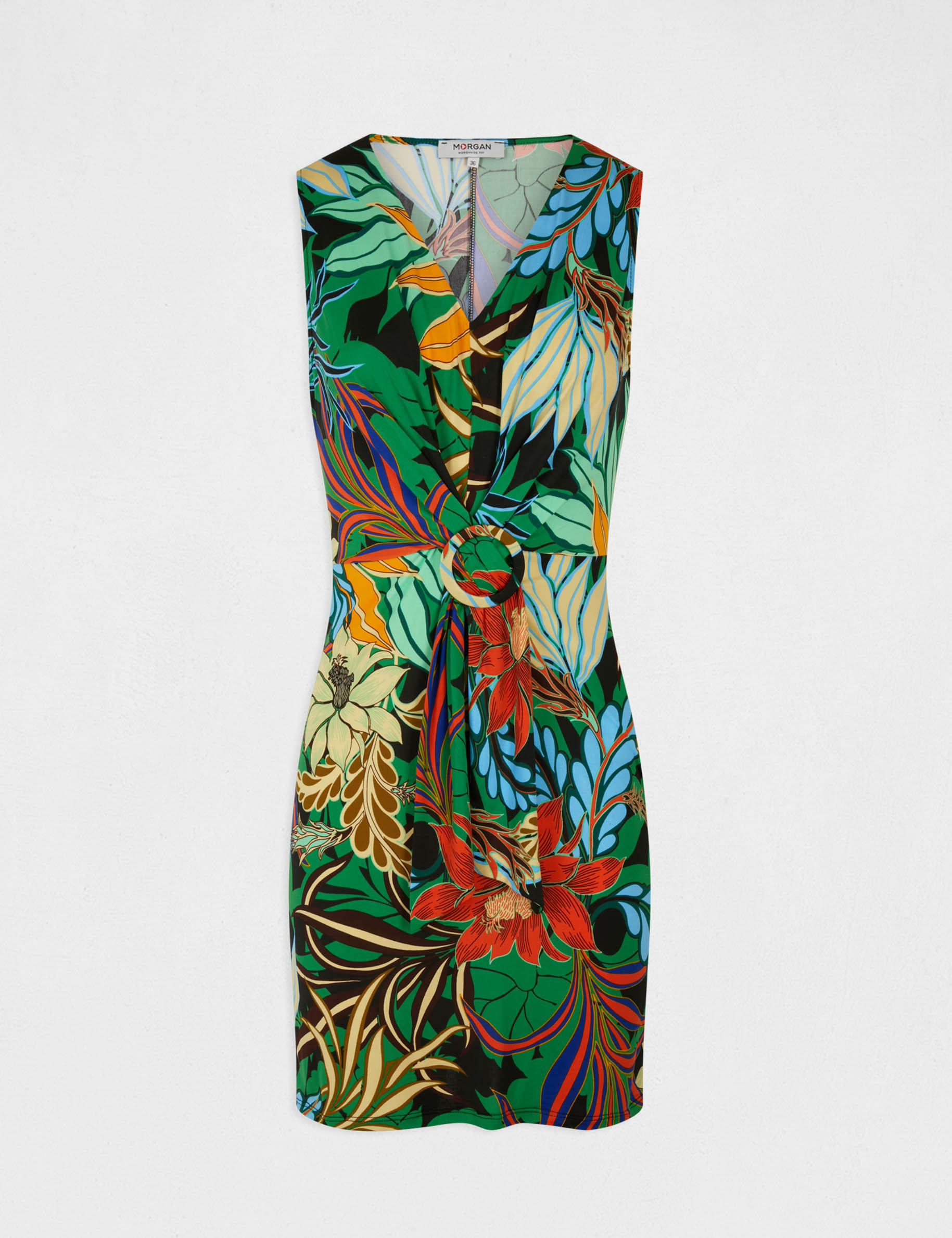 Fitted dress with vegetal print multico ladies'