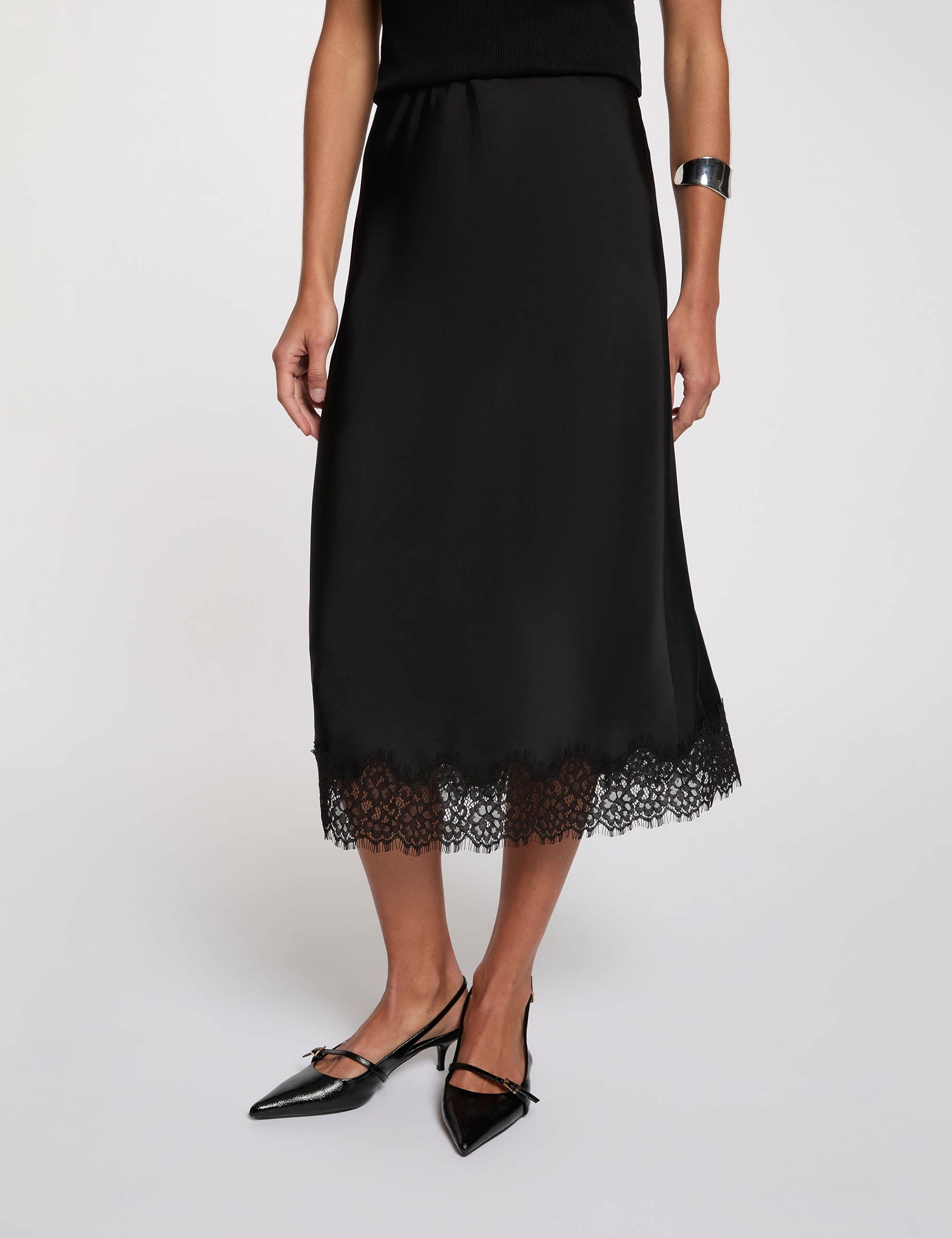 Long lace skirt black women