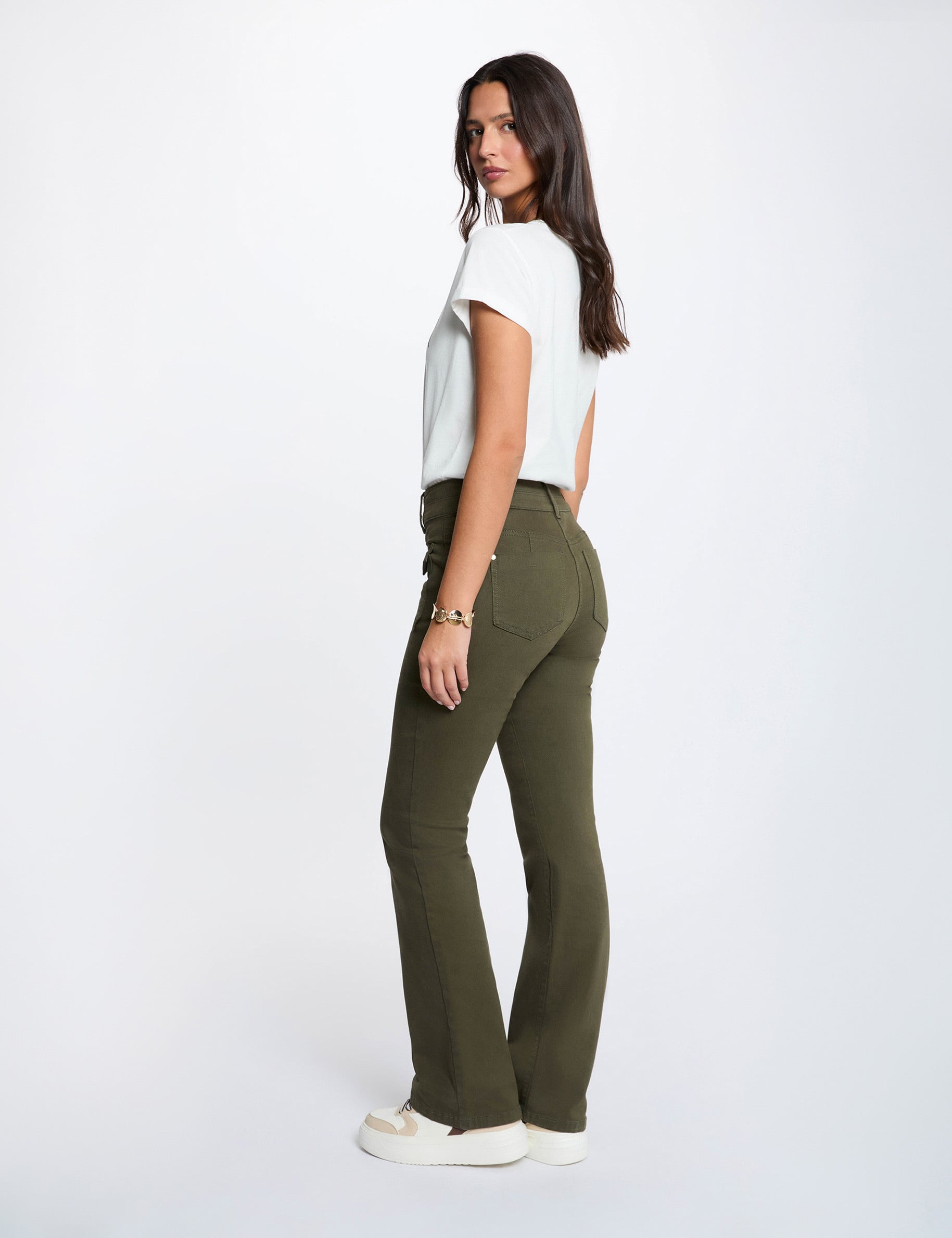 Bootcut trousers khaki green women