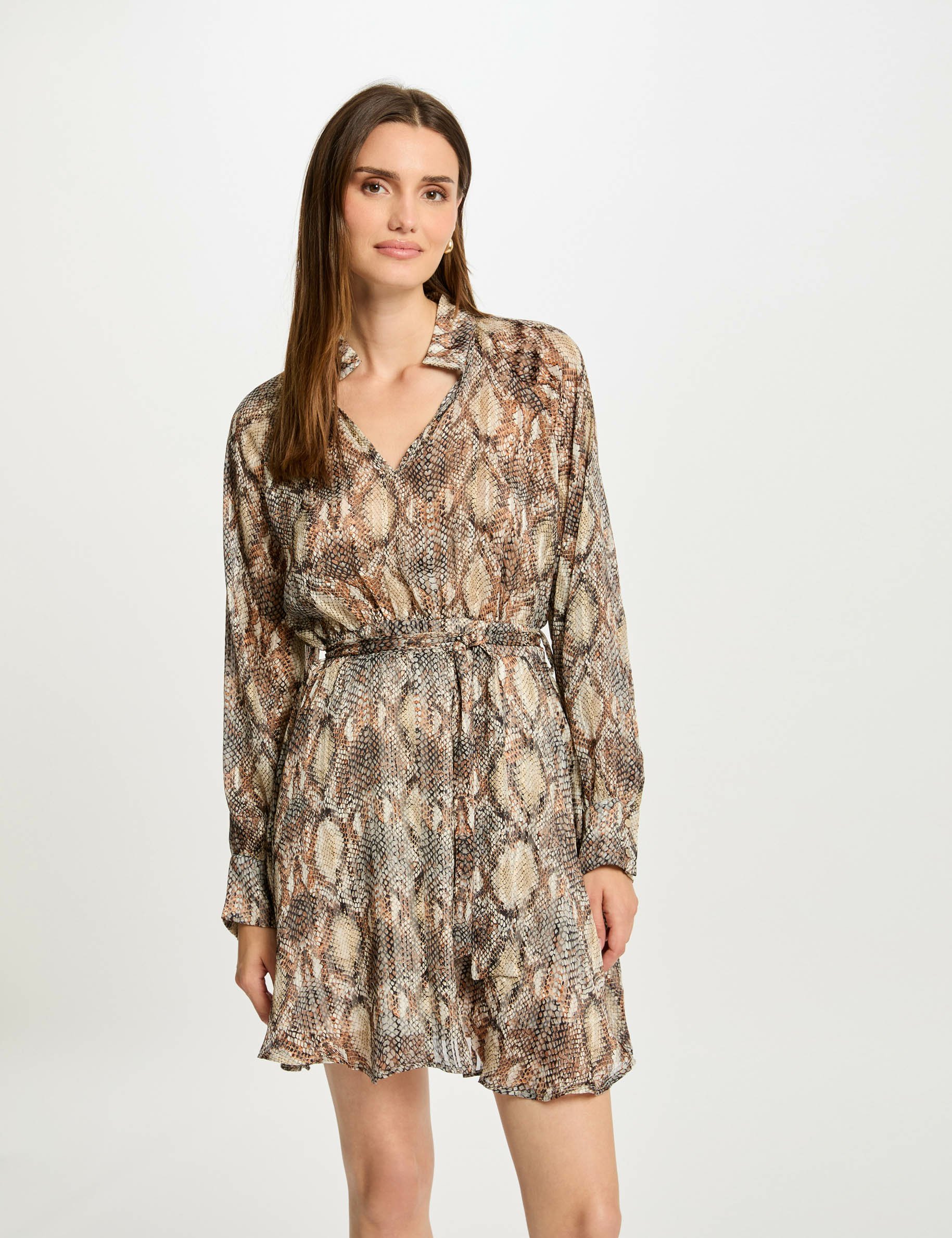 printed mini a line dress multicolored women Printed mini A-line dress multicolored women