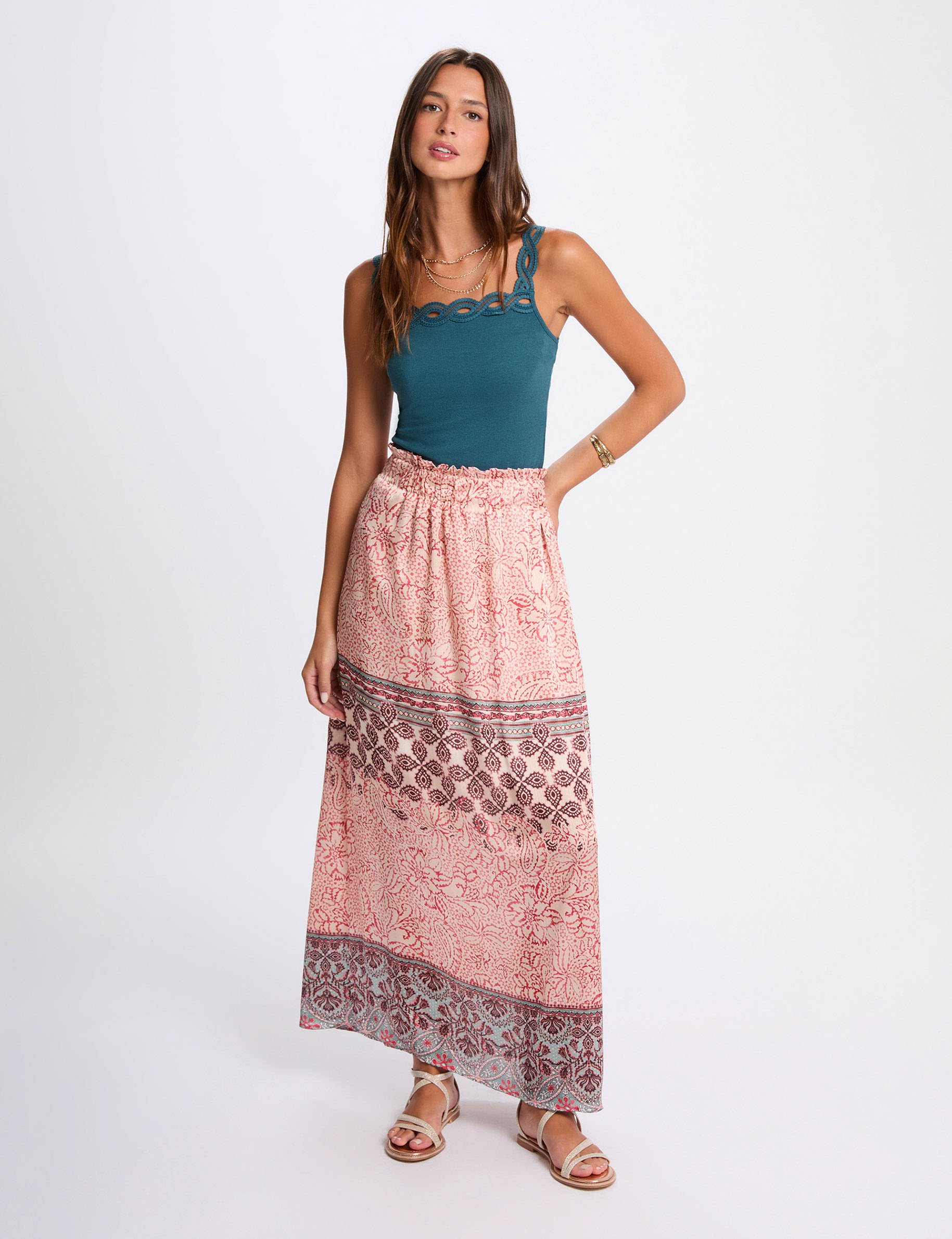 Flowy long skirt multicolor women