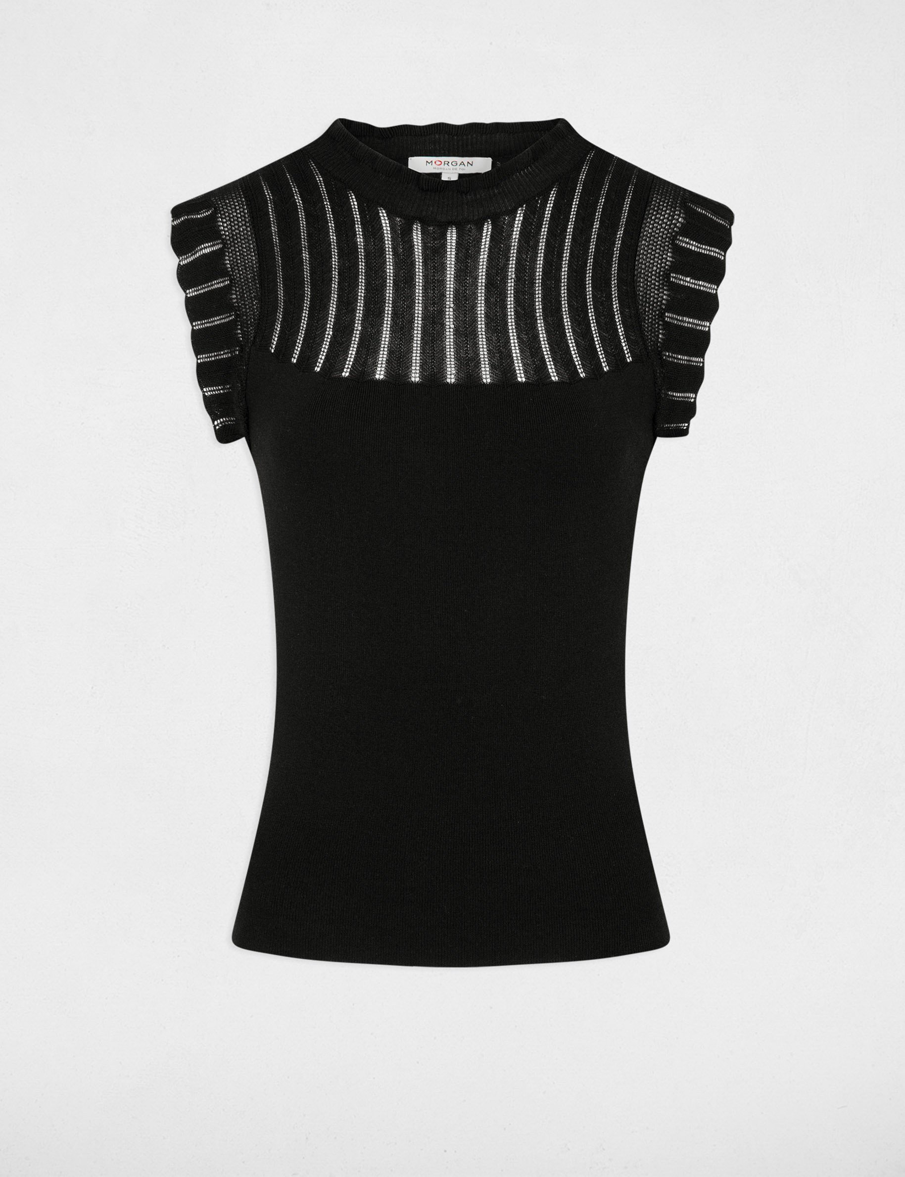 Sleeveless jumper round neck black women Morgan