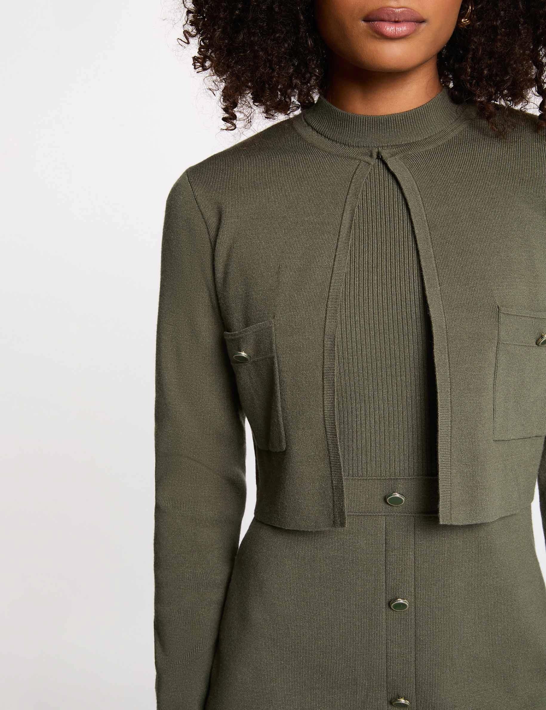 short 2 in 1 effect dress khaki green women Short 2-in-1 effect dress khaki green women