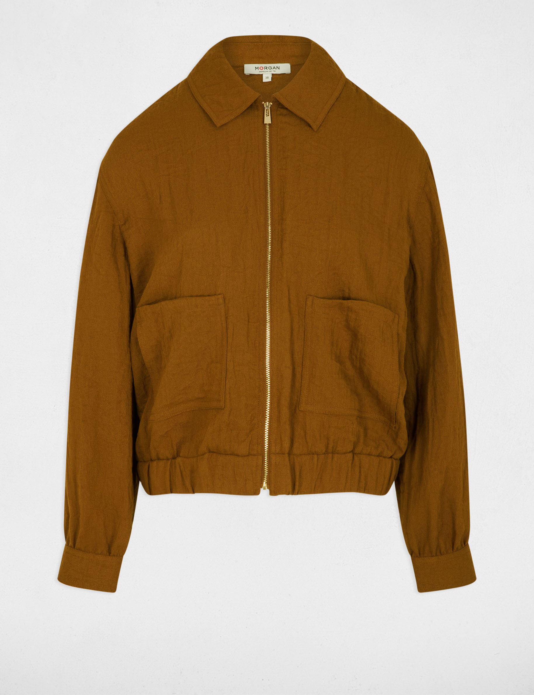 Pleated oversized jacket camel women