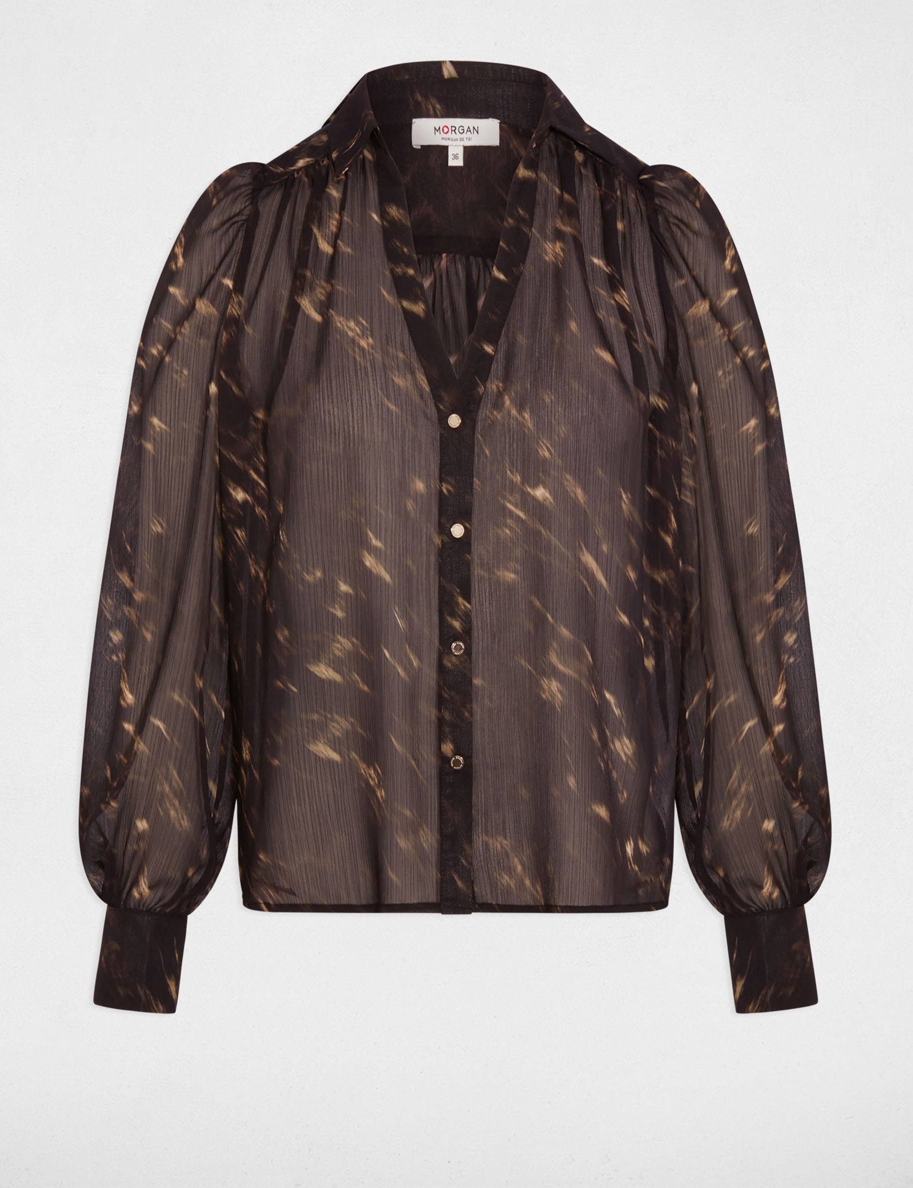 Voile shirt with puff sleeves multicolor women