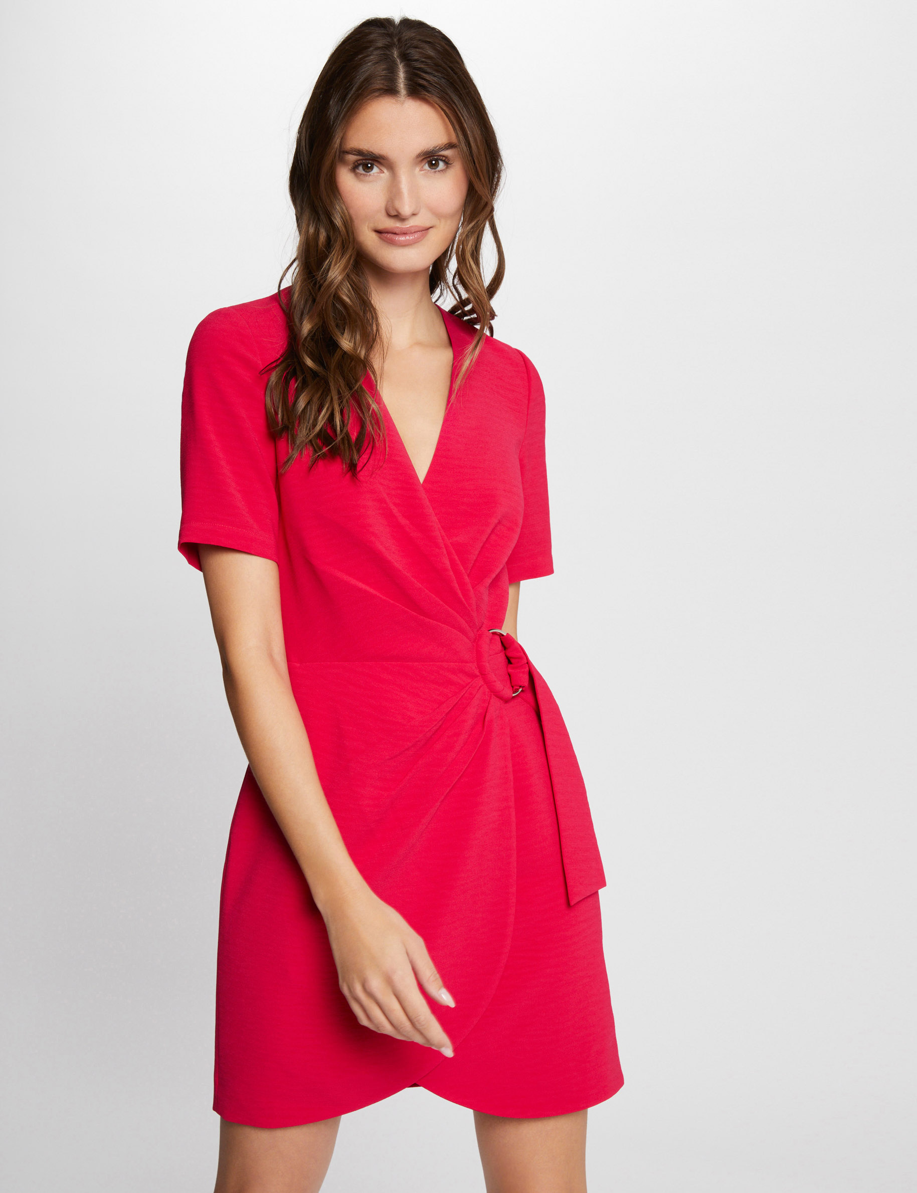 Wrap midi dress raspberry ladies'