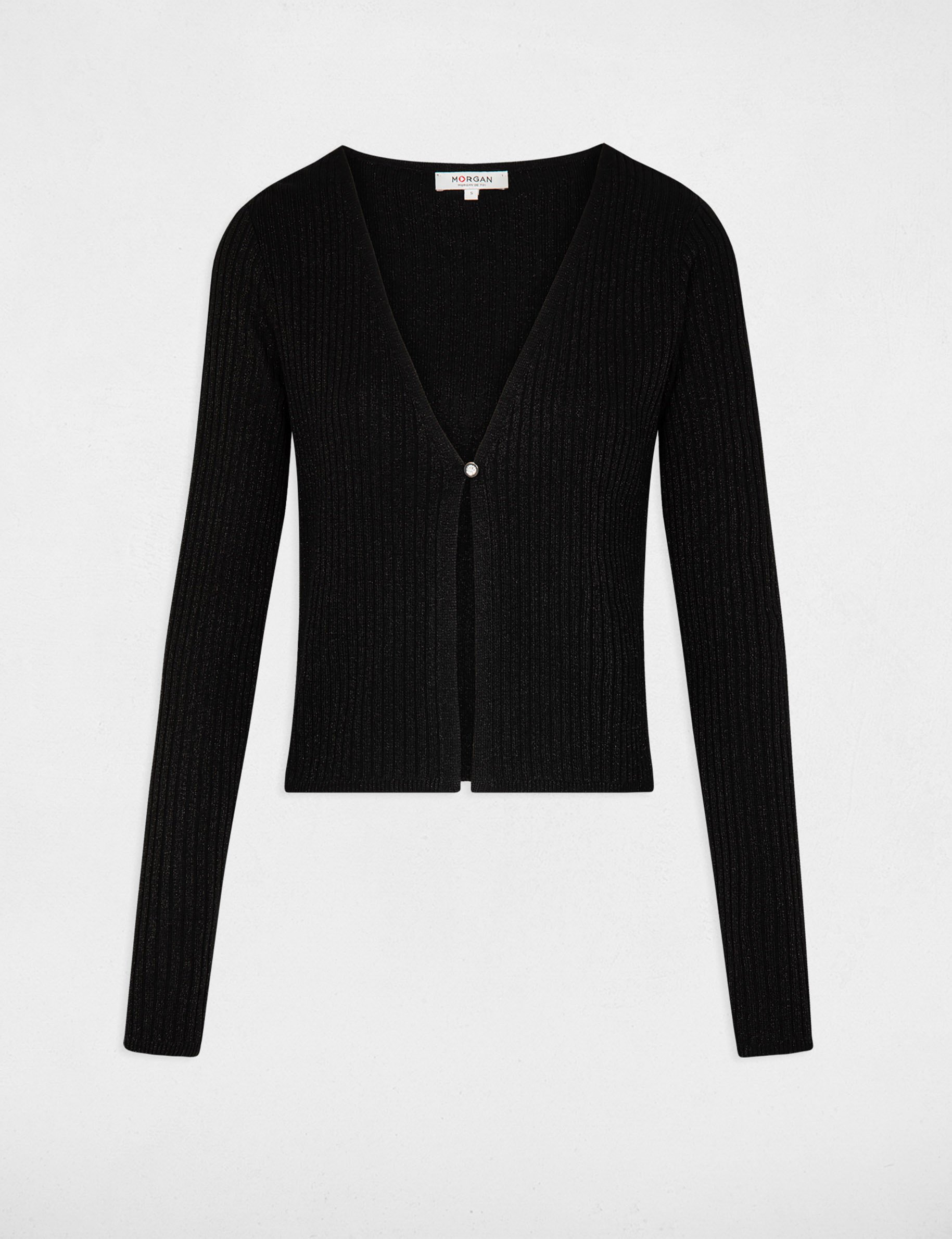 Long-sleeved cardigan V-neck black ladies'