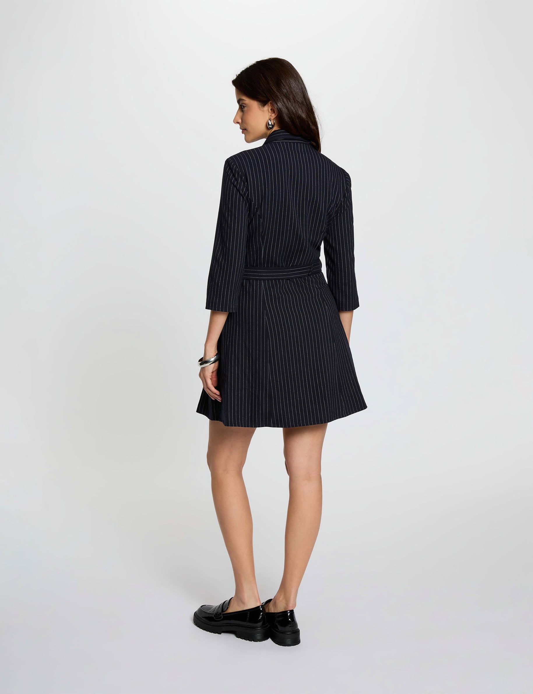 Fitted short dress navy blue women