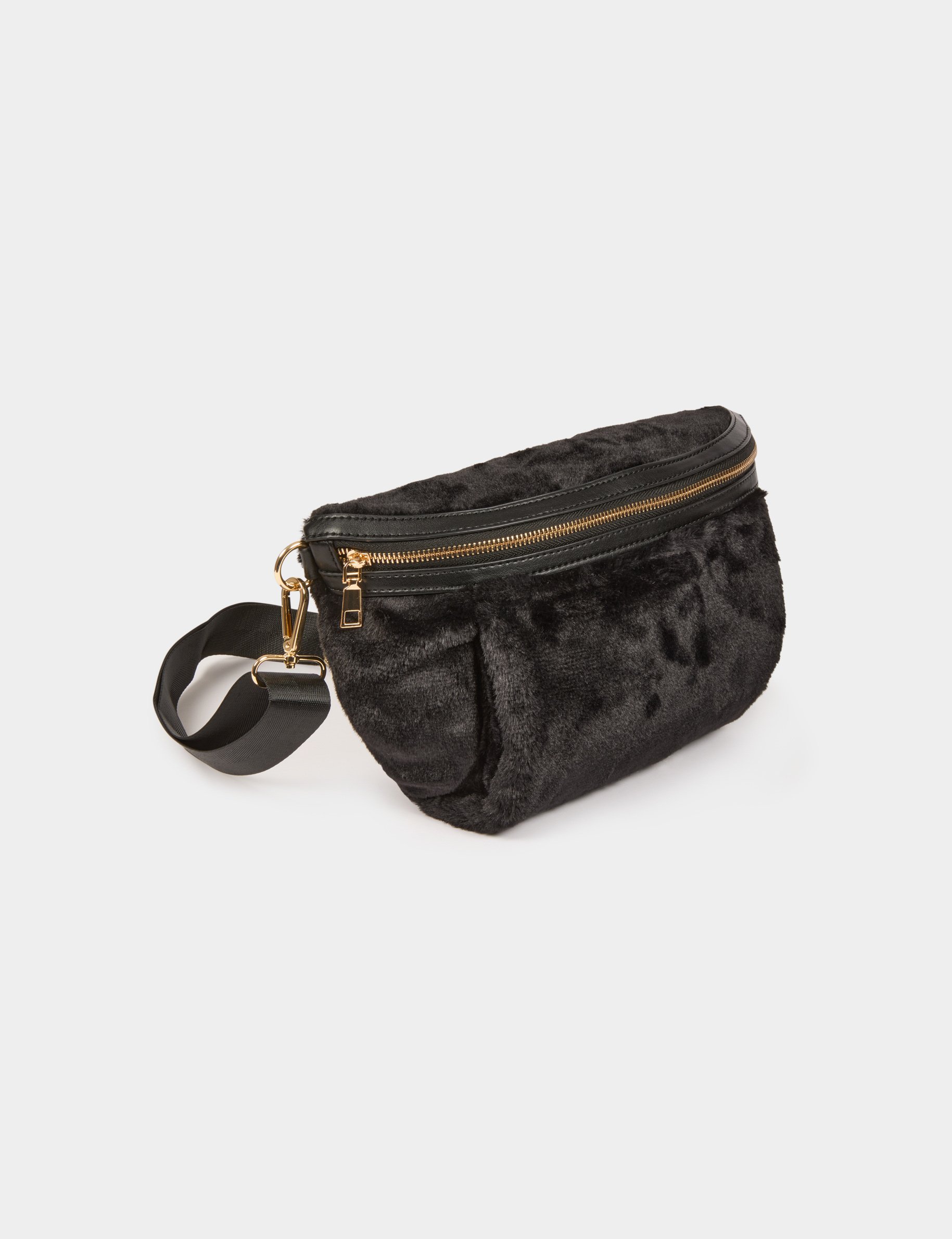 Faux fur bum bag black women