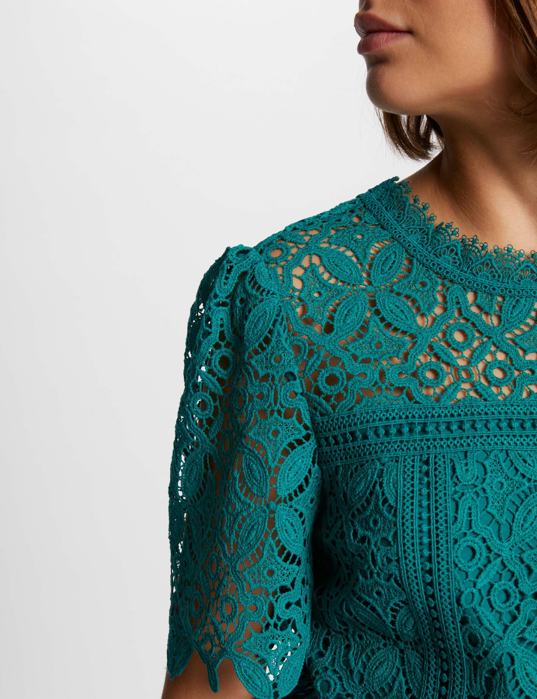 short sleeved blouse mid green women Short-sleeved blouse mid-green women