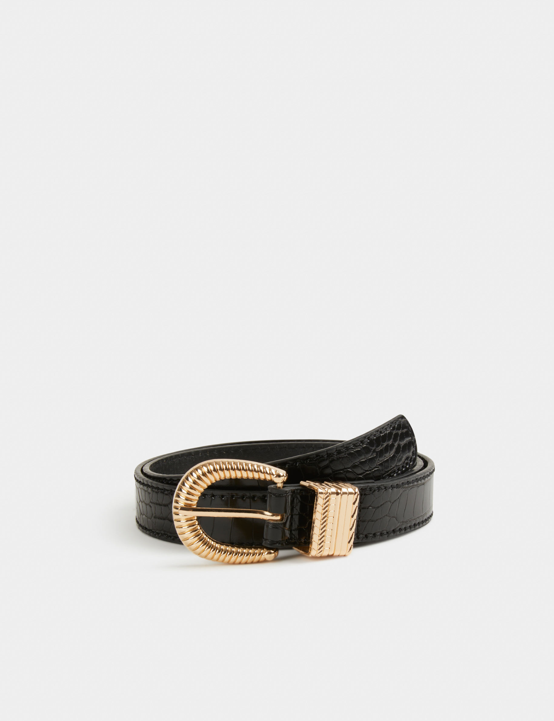 Belt with croc effect black ladies'