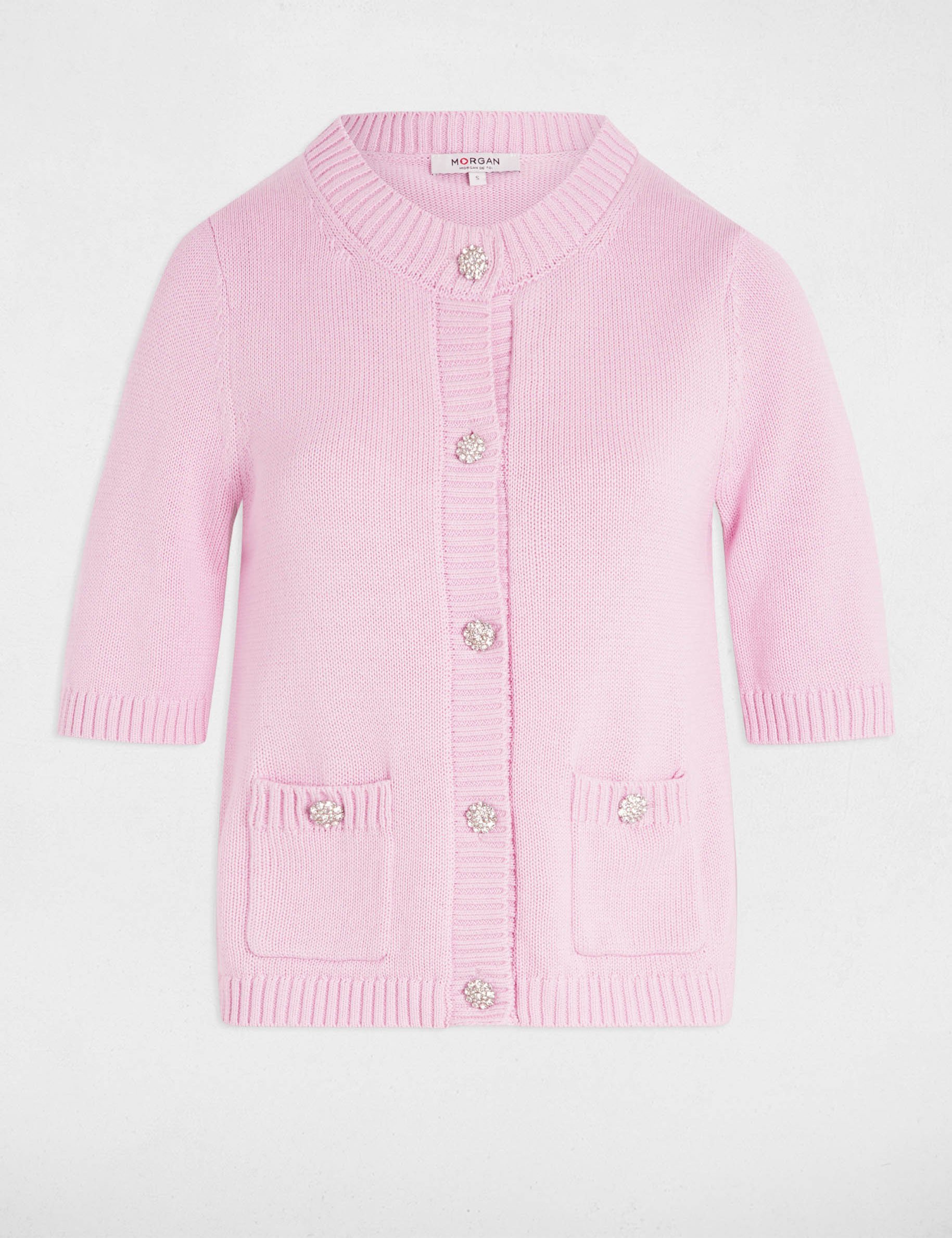 Cardigan 3/4-length sleeves pastel pink women