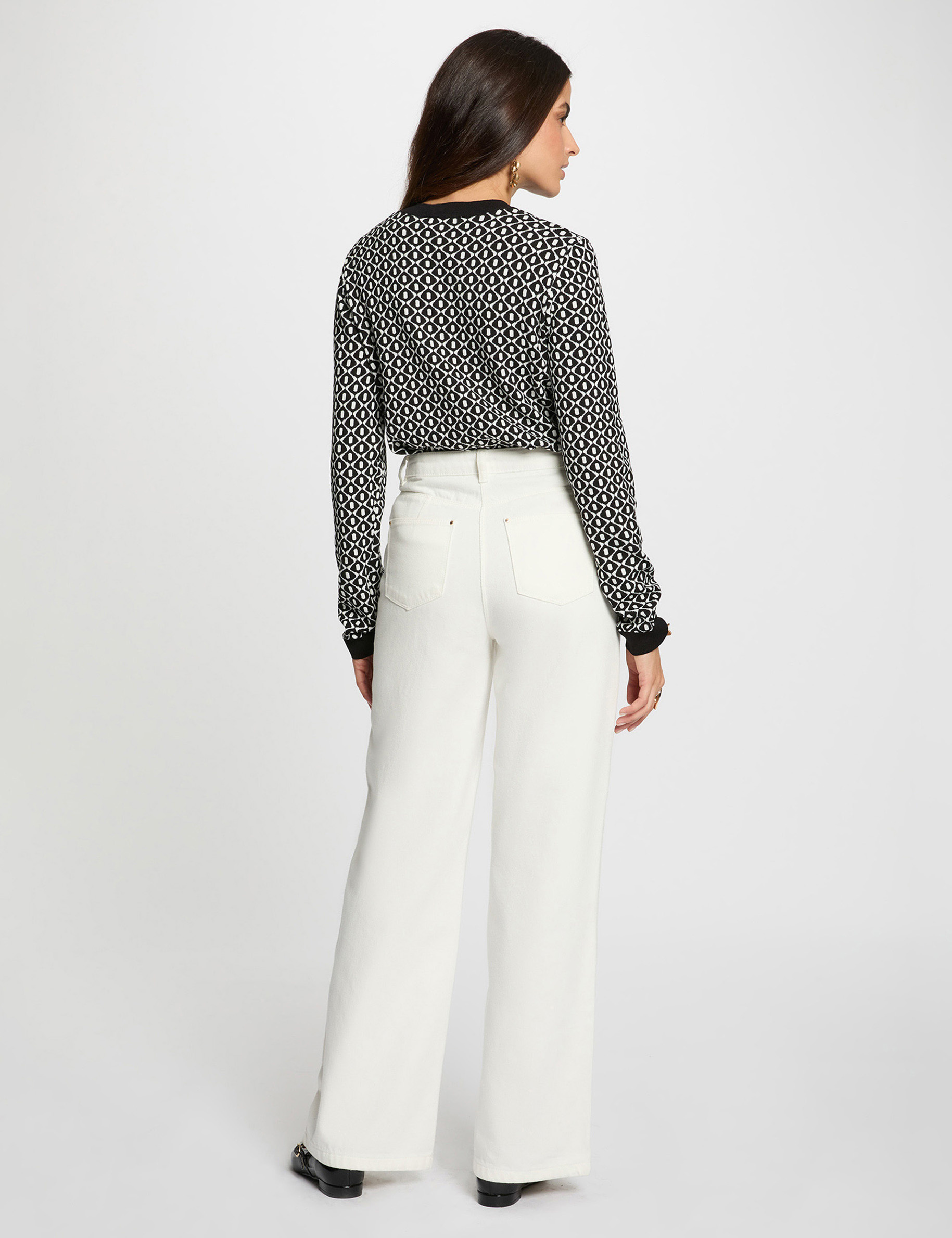 cropped jacquard sweater black women Cropped jacquard sweater black women