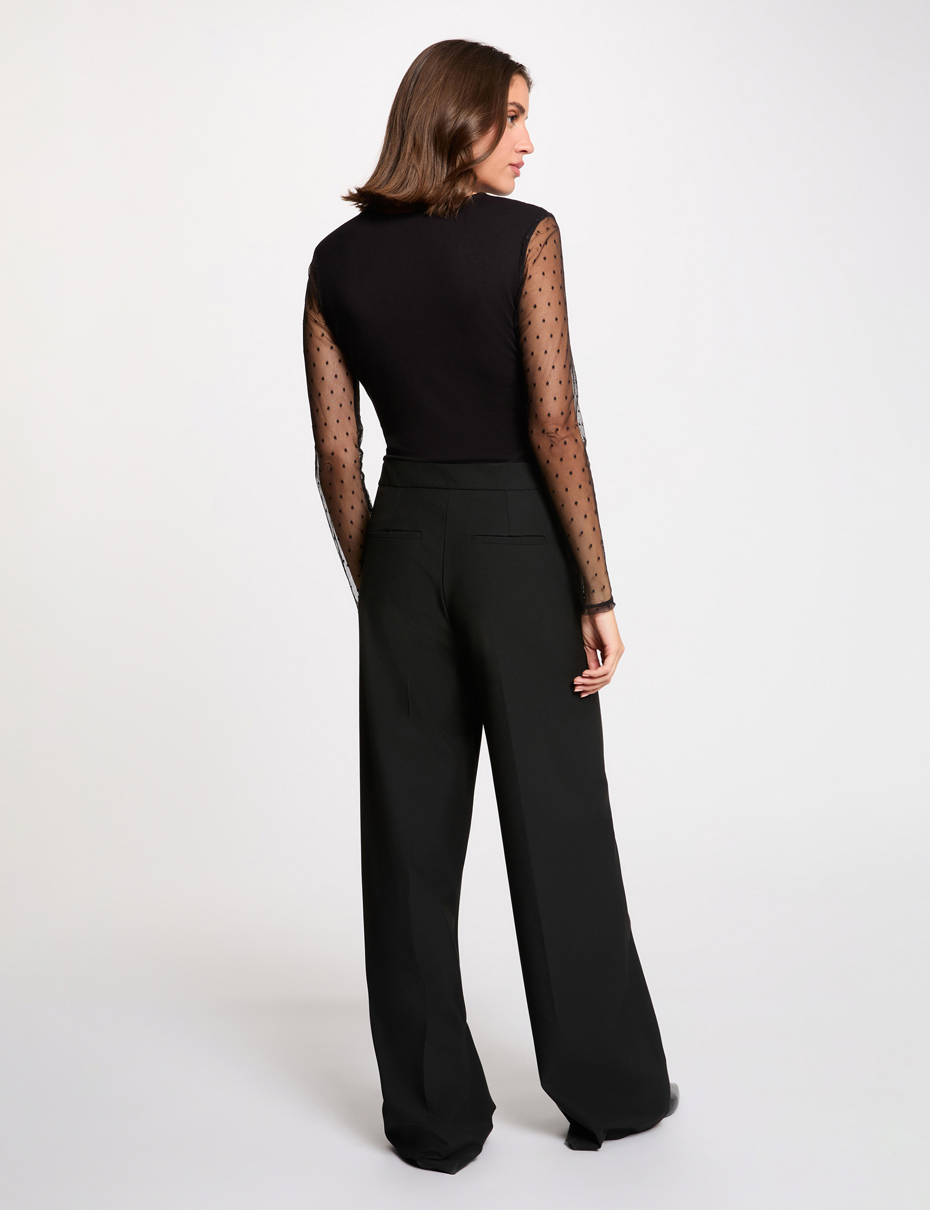 Lace bodysuit with v-neck black women