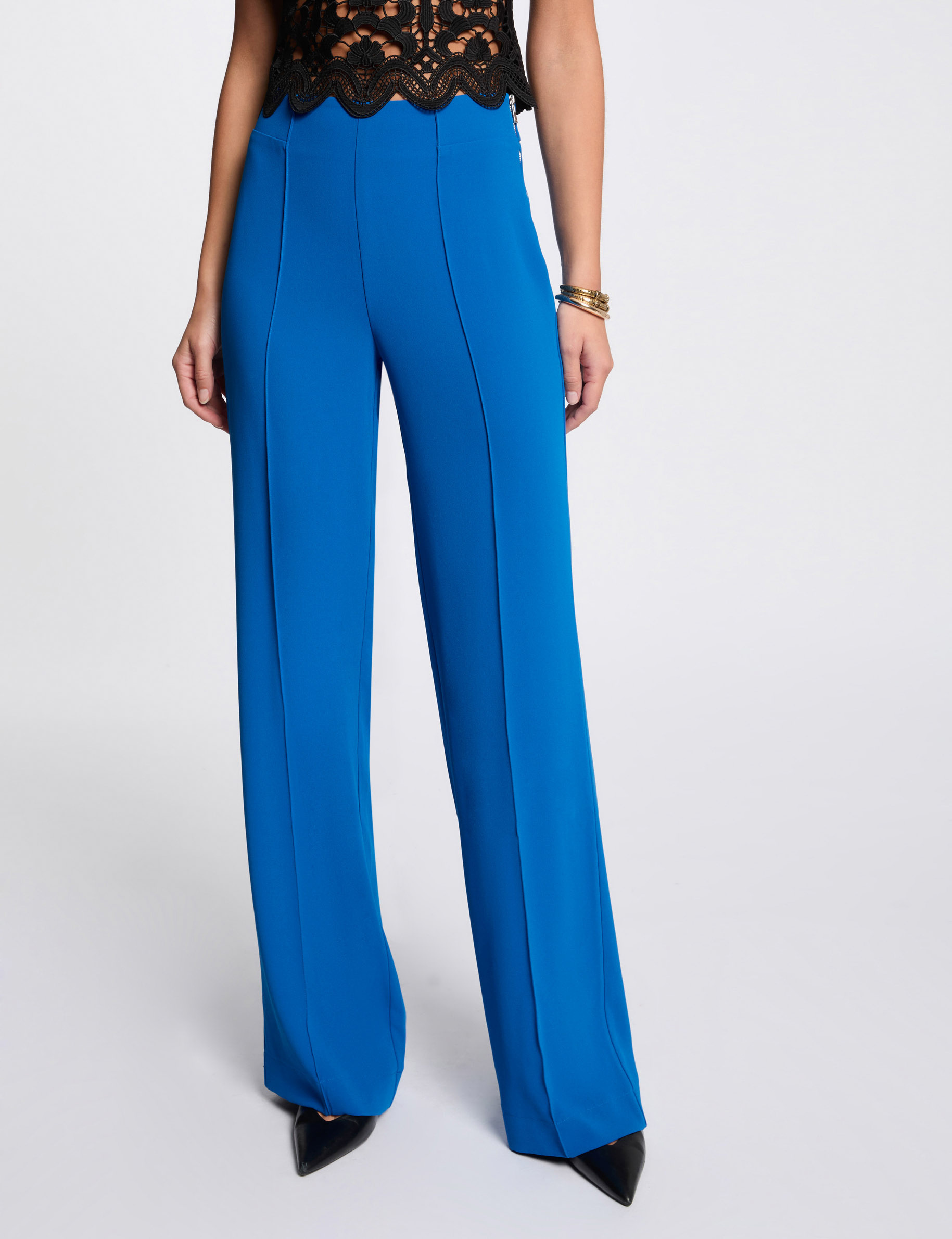 loose wide leg trousers electric blue women Loose wide leg trousers electric blue women