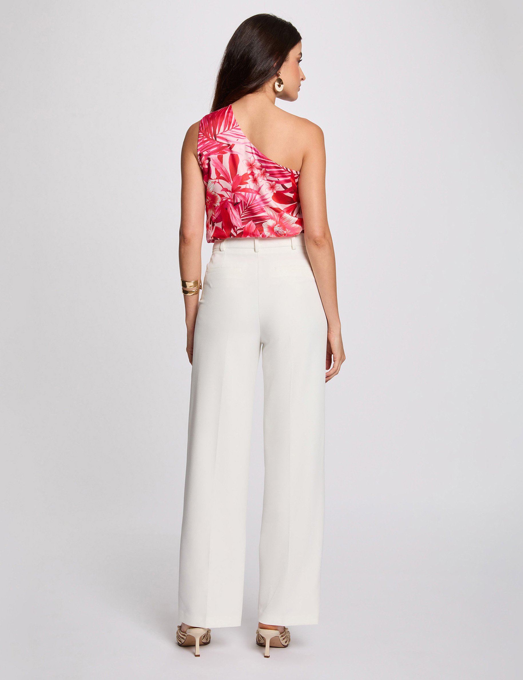 Asymmetric printed top multicolor women