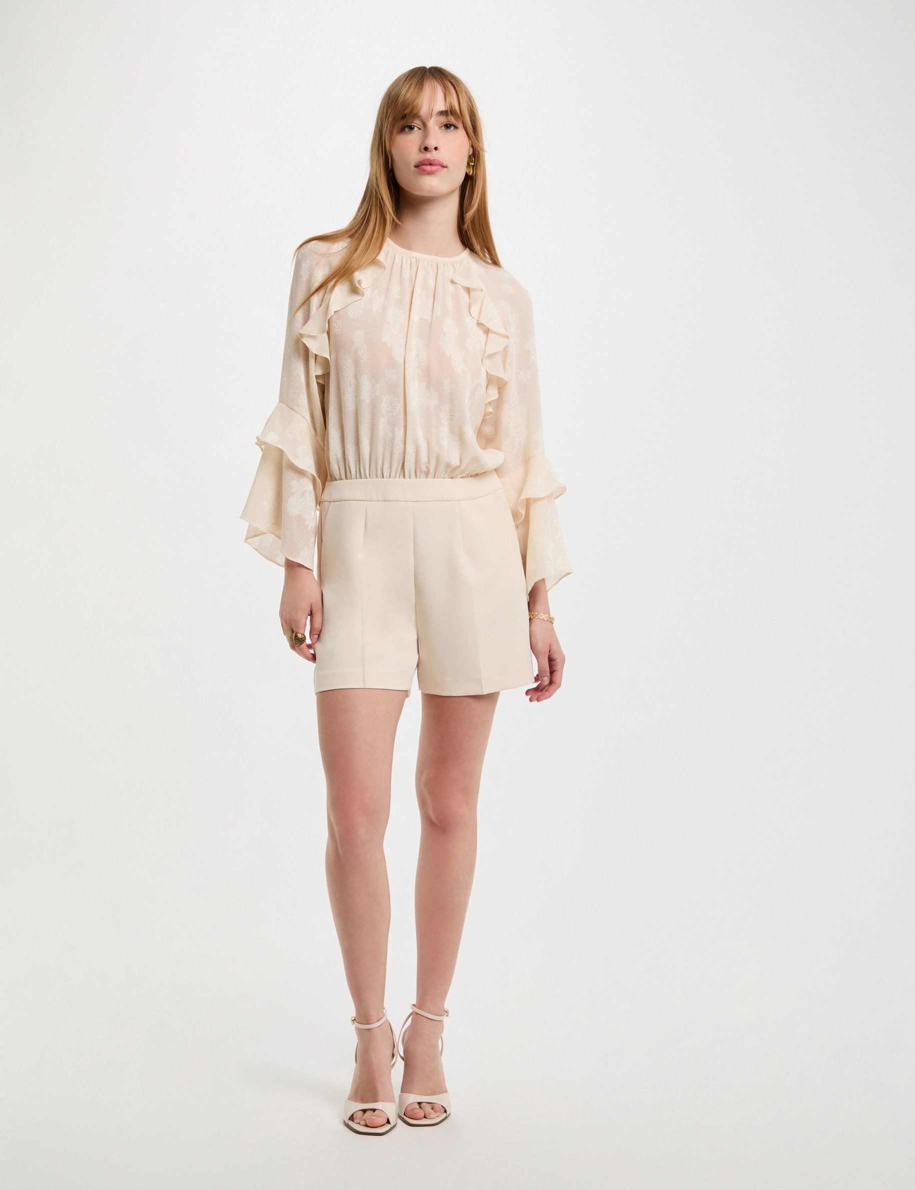 playsuit with ruffles cream women Playsuit with ruffles cream women