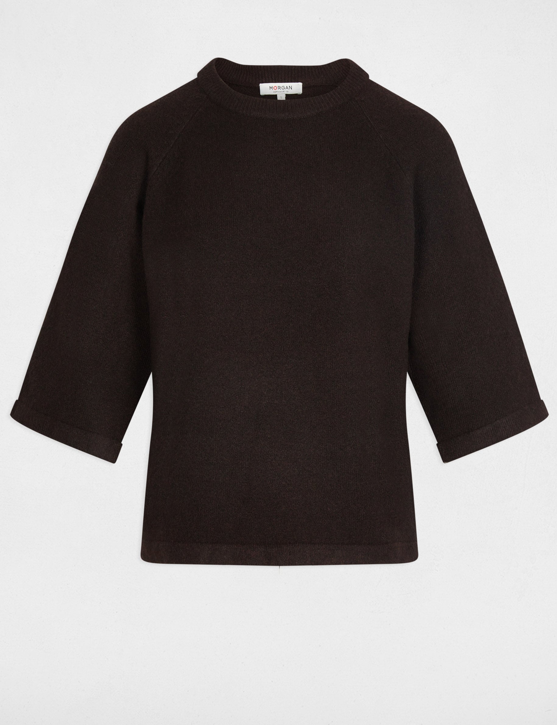 Jumper 3/4-length sleeves dark brown women