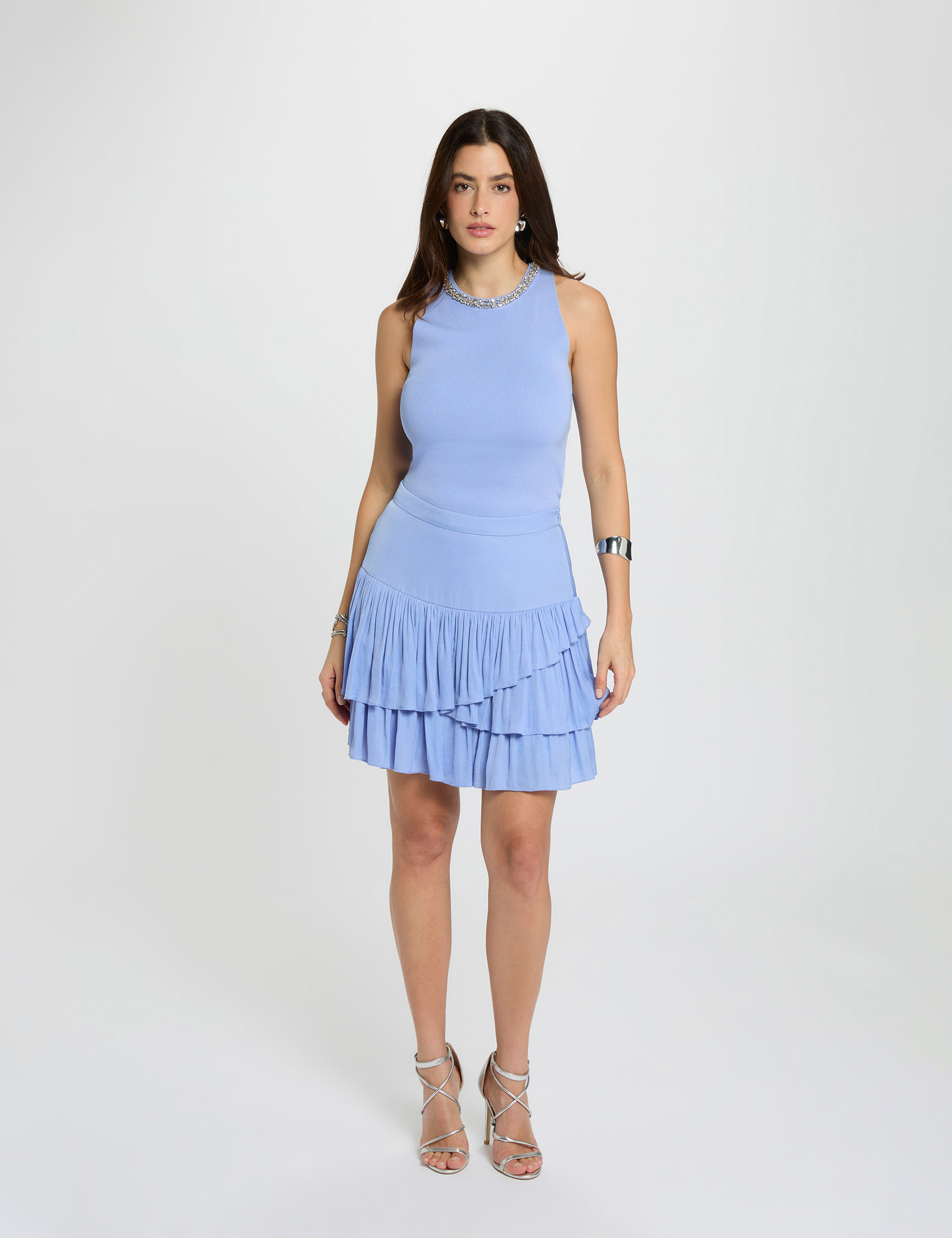 Fitted short skirt blue women